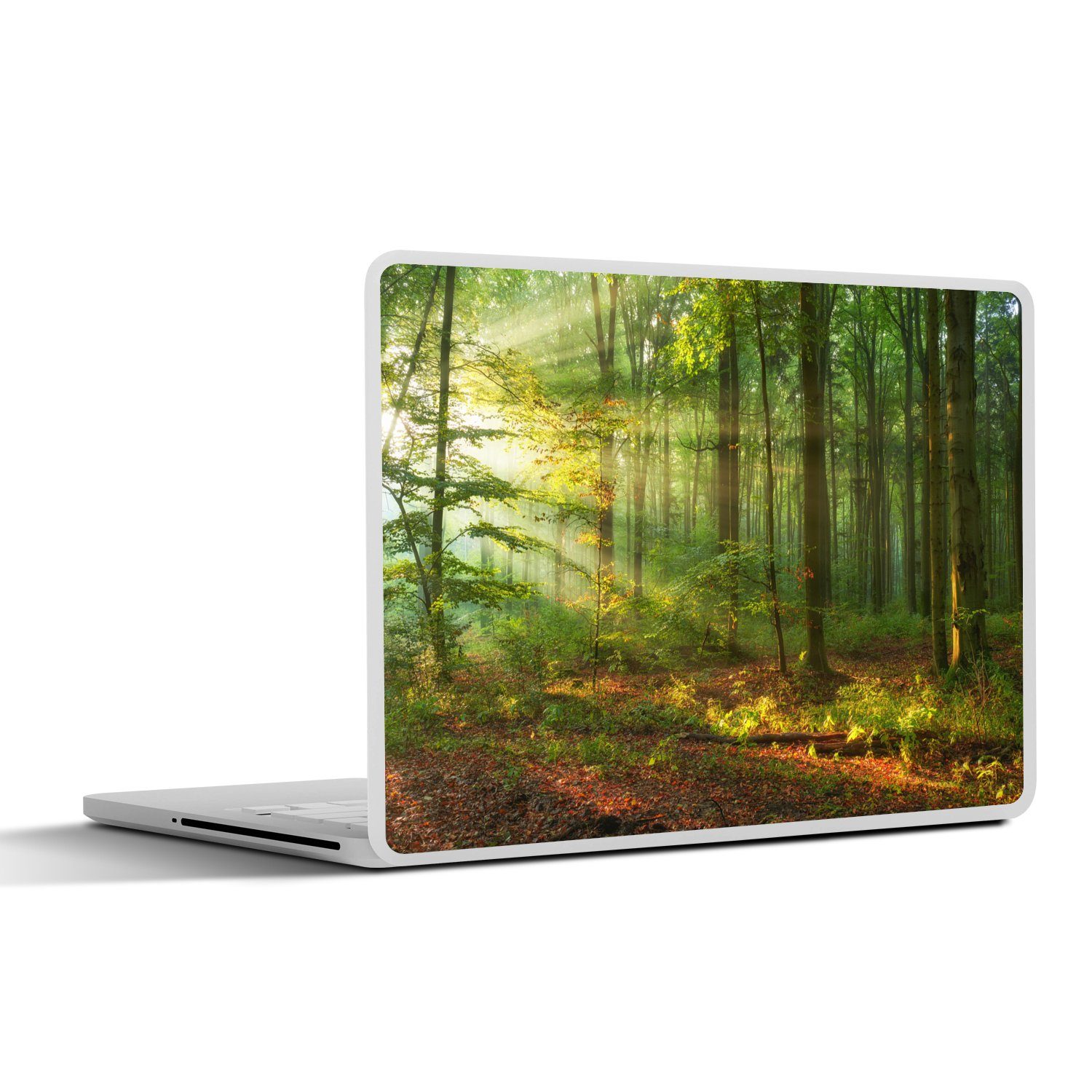 MuchoWow Laptop-Aufkleber Sonne - Wald - Bäume - Natur - Herbst, (1tlg), Laptop Folien Cover, Aufkleber, Sticker, Schutz vor Kratzern, 30x21 cm