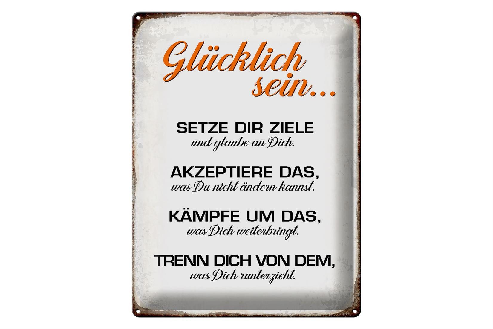 Metallschild Spruch 30x40cm glücklich sein glaube an dich