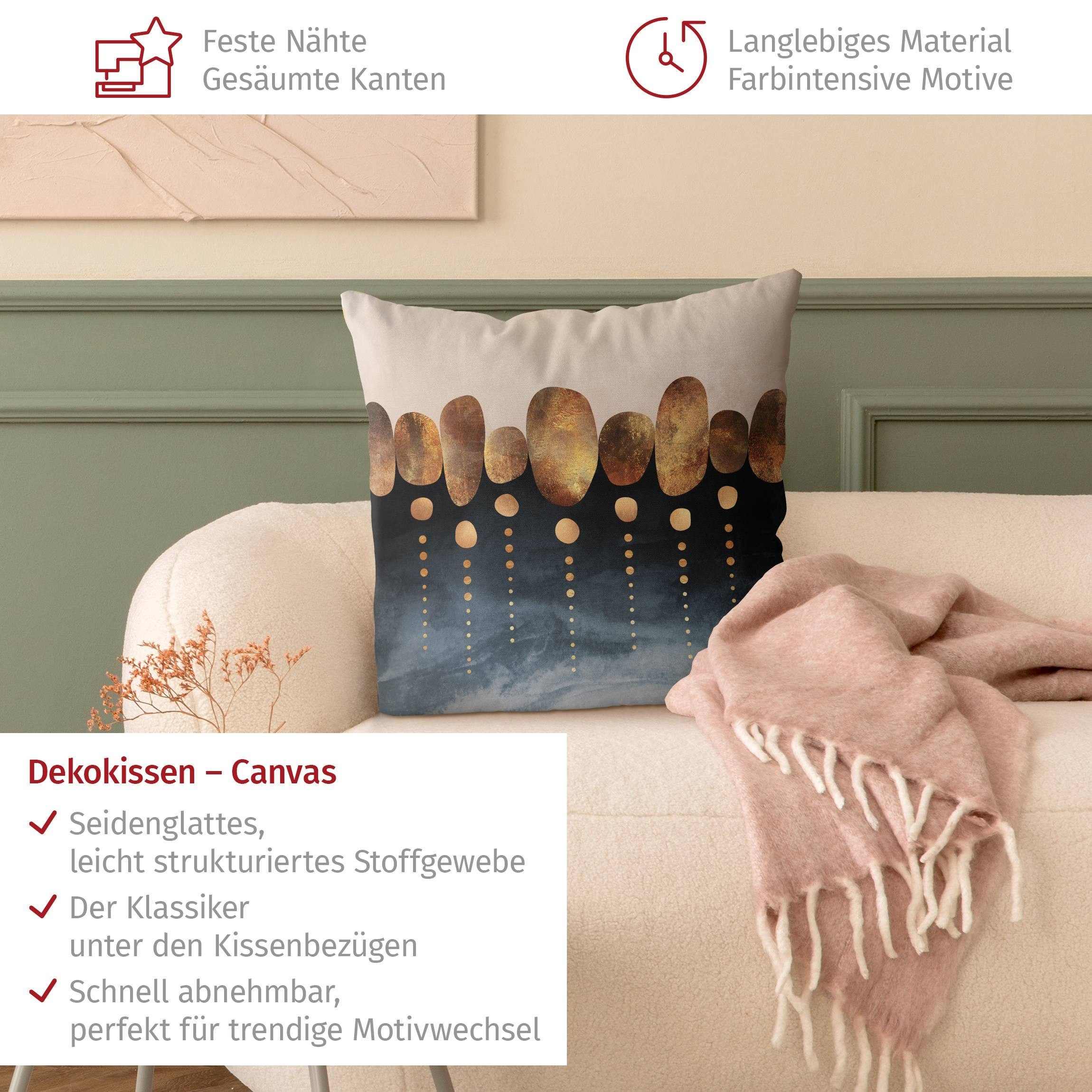 Bilderdepot24 Dekokissen drinnen Kissenhülle/ Sofakissen/ Zierkissen Kissenhülle gold originell, Bezug Aquarell mit / ohne Füllung Zierkissen Outdoor Sofa Bett