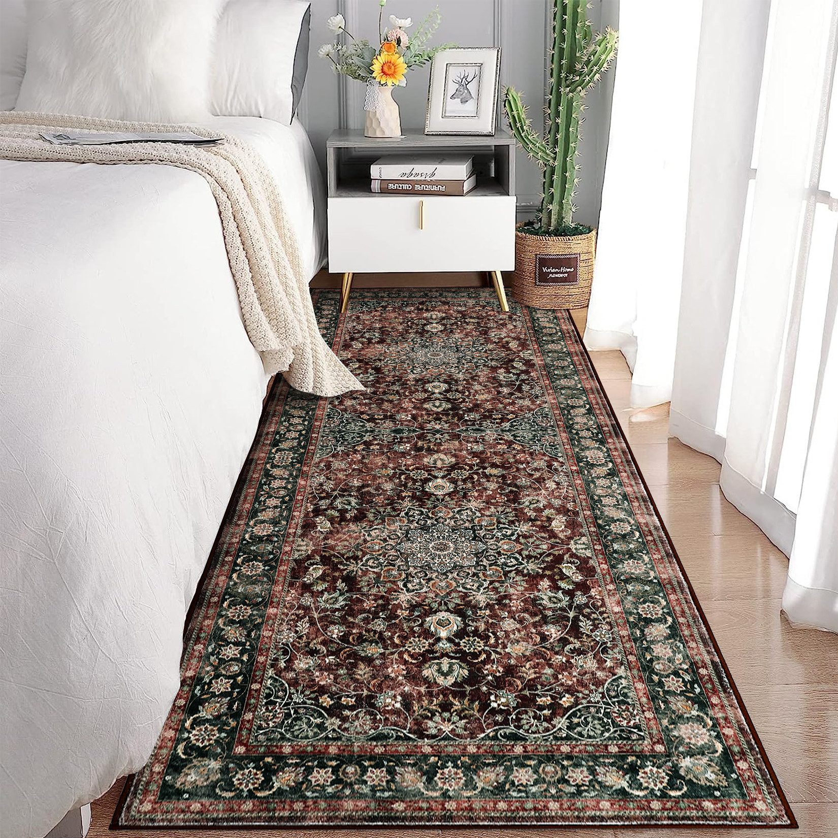 GarveeMore Teppich Teppich Wohnzimmer Waschbarer Vintage günstig online kaufen