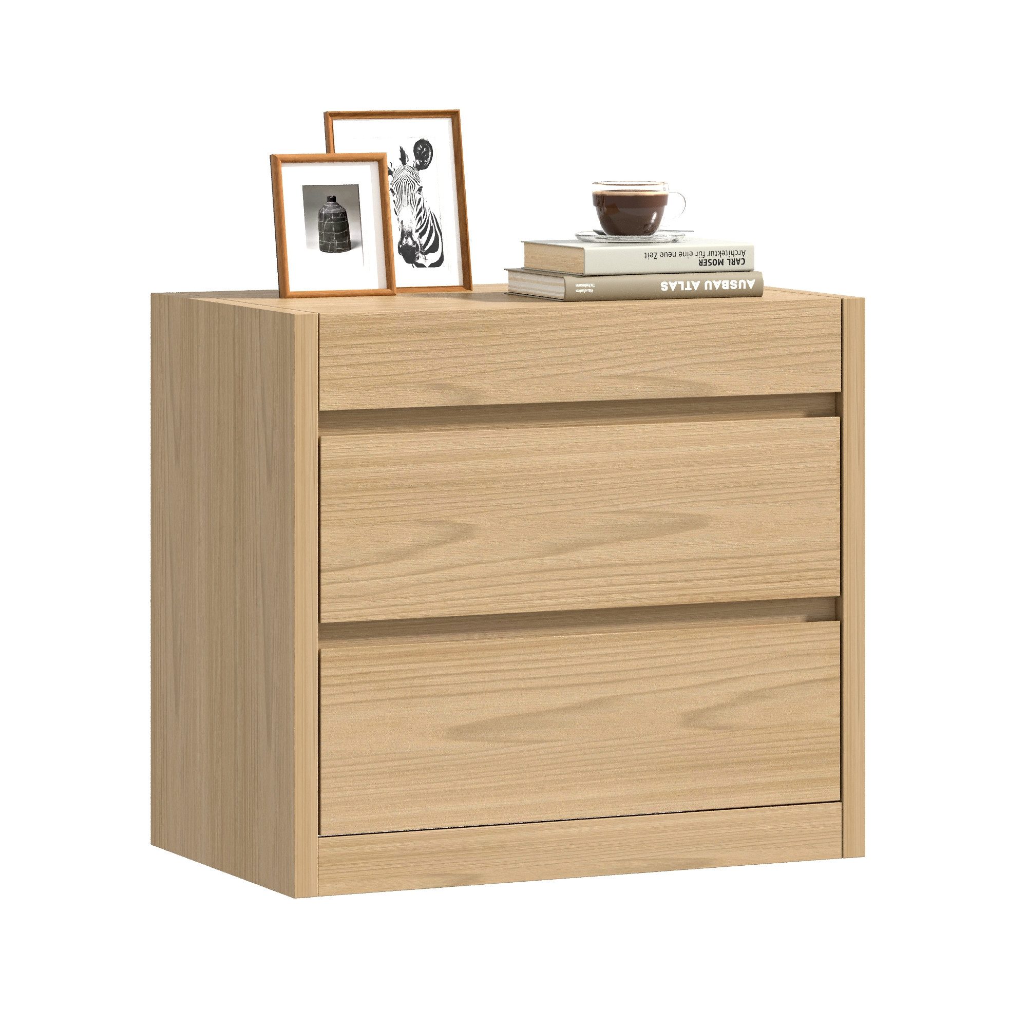 FUFU&GAGA Nachttisch Nachttisch mit Kartenschloss, 2 Schubladen, Beige, MDF günstig online kaufen