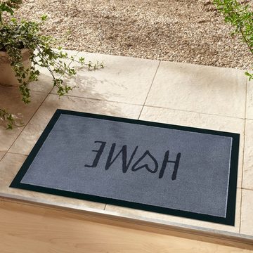 Fußmatte Fußmatte Home grau rechteckig In- / Outdoor Schriftzug Kurzflor, Teppich Boss, rechteckig, Höhe: 5 mm