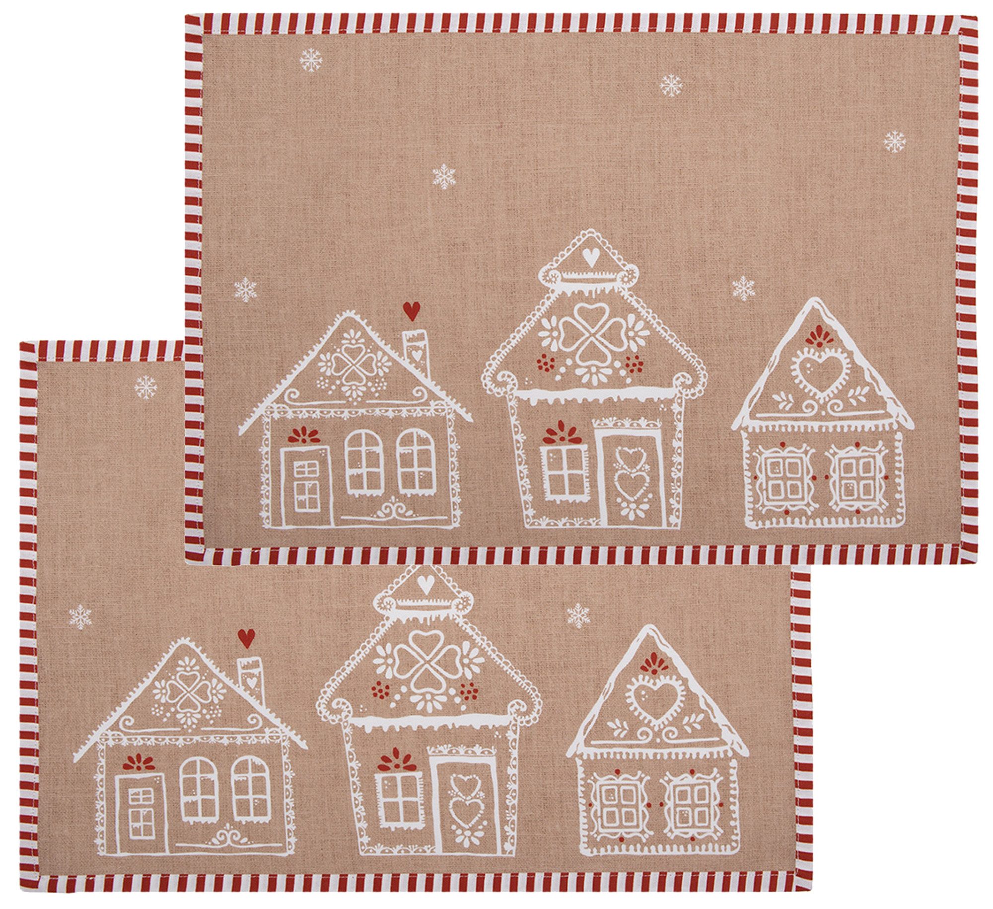 Clayre & Eef Platzset Gingerbread Bliss, (2-St., 2-teilig), Столовые наборы Platzsets (2 Stück) Platzdeckchen ca.48x33cm Baumwolle