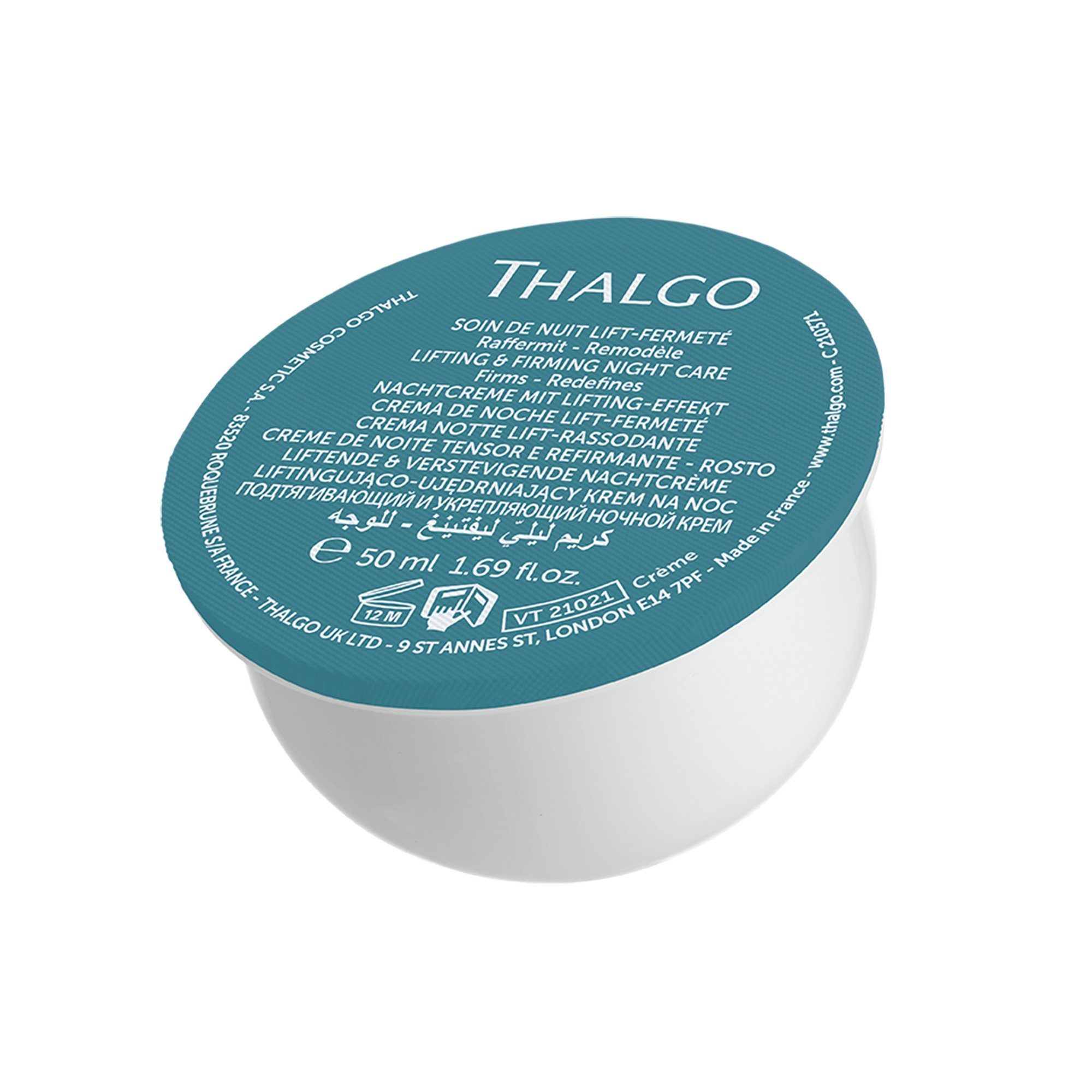 THALGO Anti-Aging-Creme Refill Nachtcreme mit Lifting Effekt, 50 ml, Silizium Lift