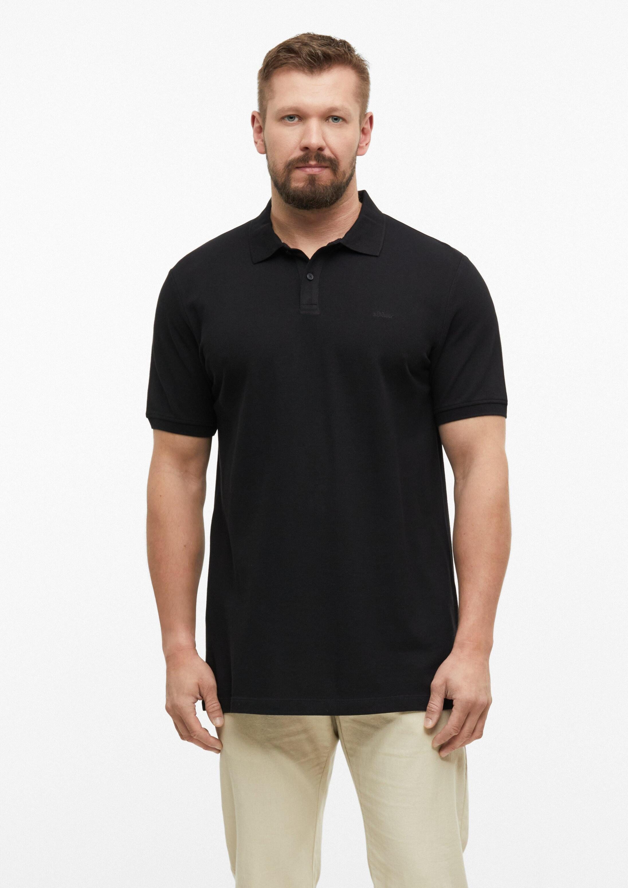 s.Oliver Kurzarmshirt Polo-Shirt Poloshirt aus Baumwollpiqué
