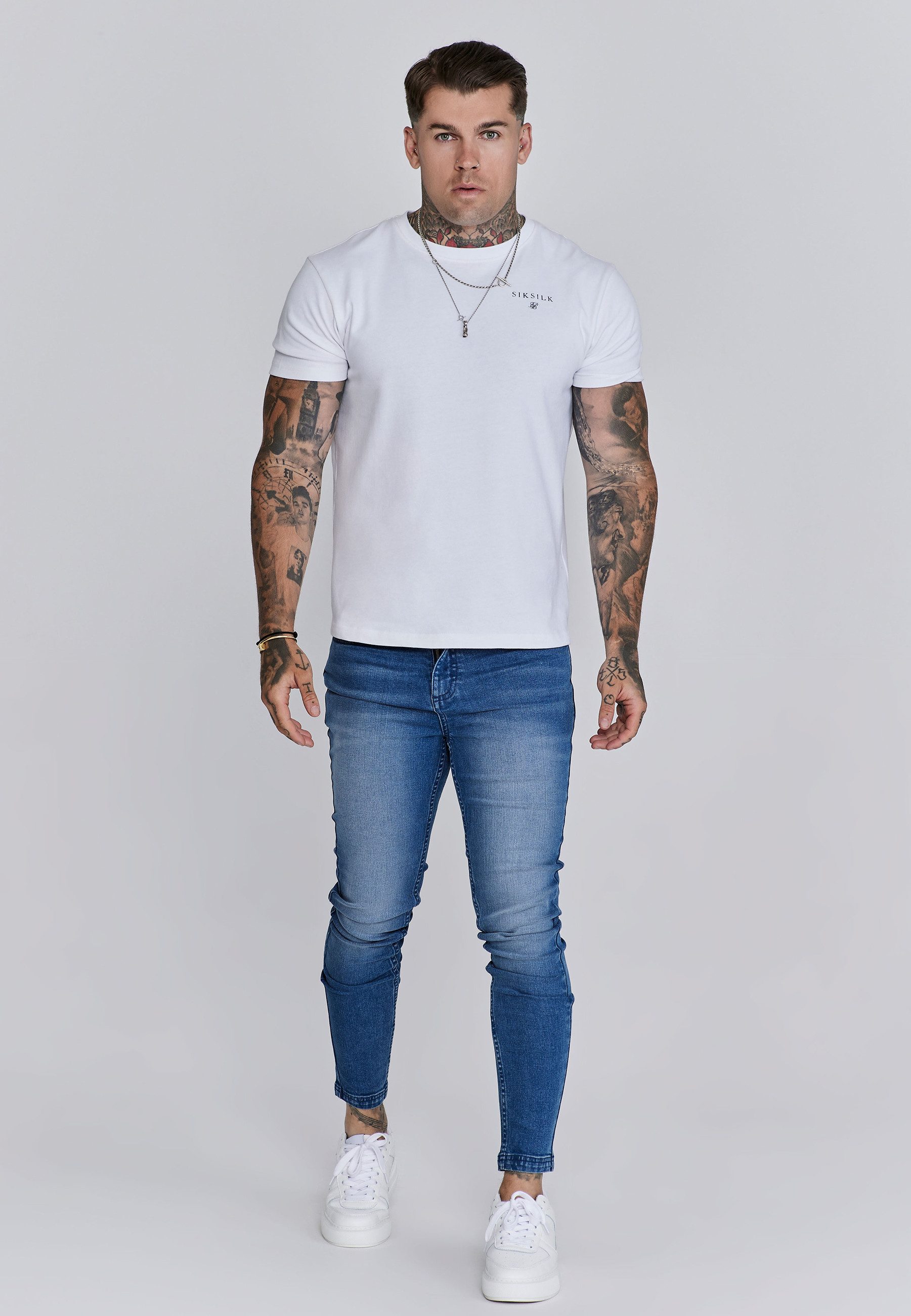Siksilk Skinny-fit-Jeans SikSilk Herren Gewaschene Blaue Skinny Jeans günstig online kaufen