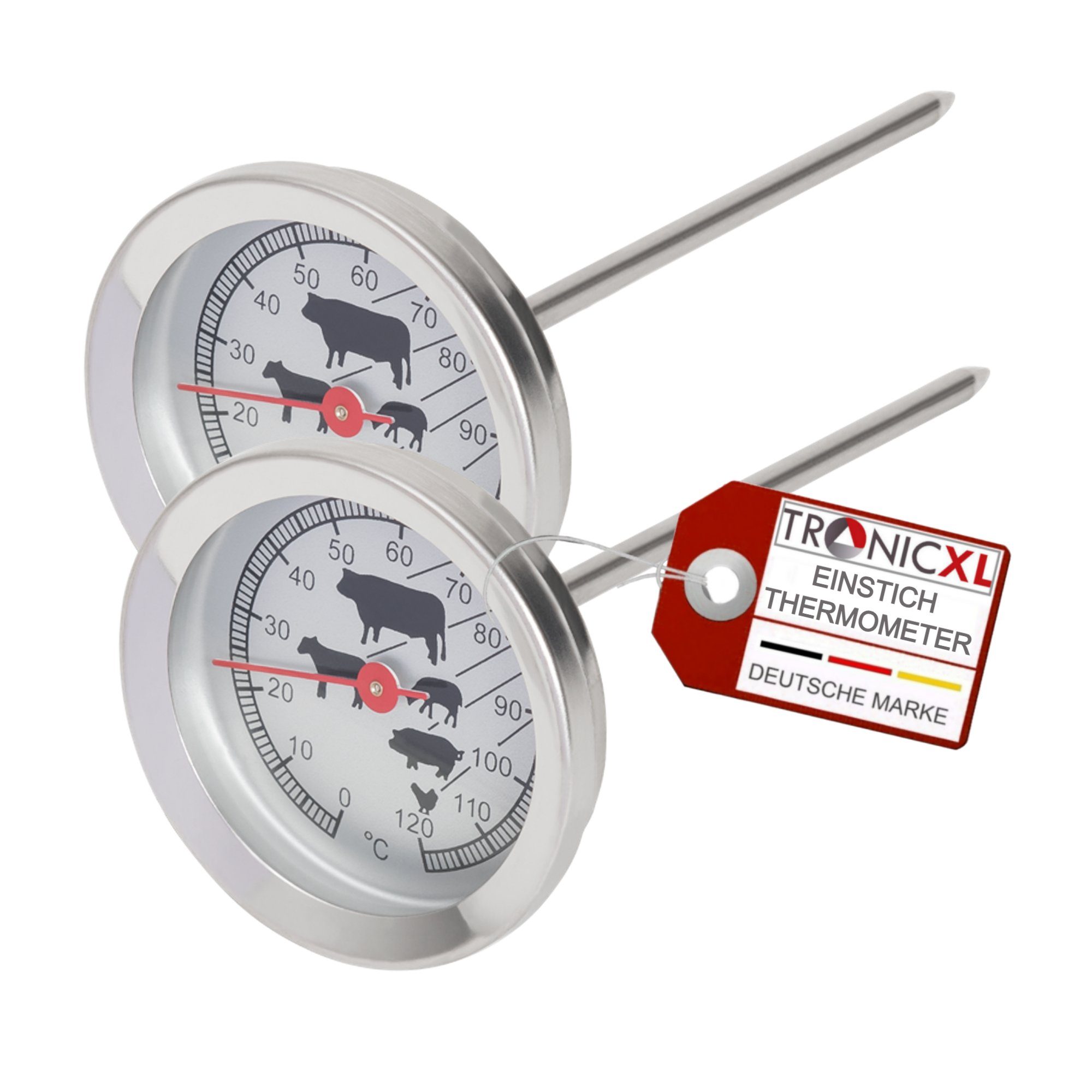 Grillthermometer 2 Stück BBQ Bratenthermometer Thermometer Einstich Einstichthermometer