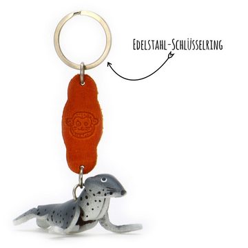 Monkimau Schlüsselanhänger Robben Schlüsselanhänger Leder Tier Figur (Packung)