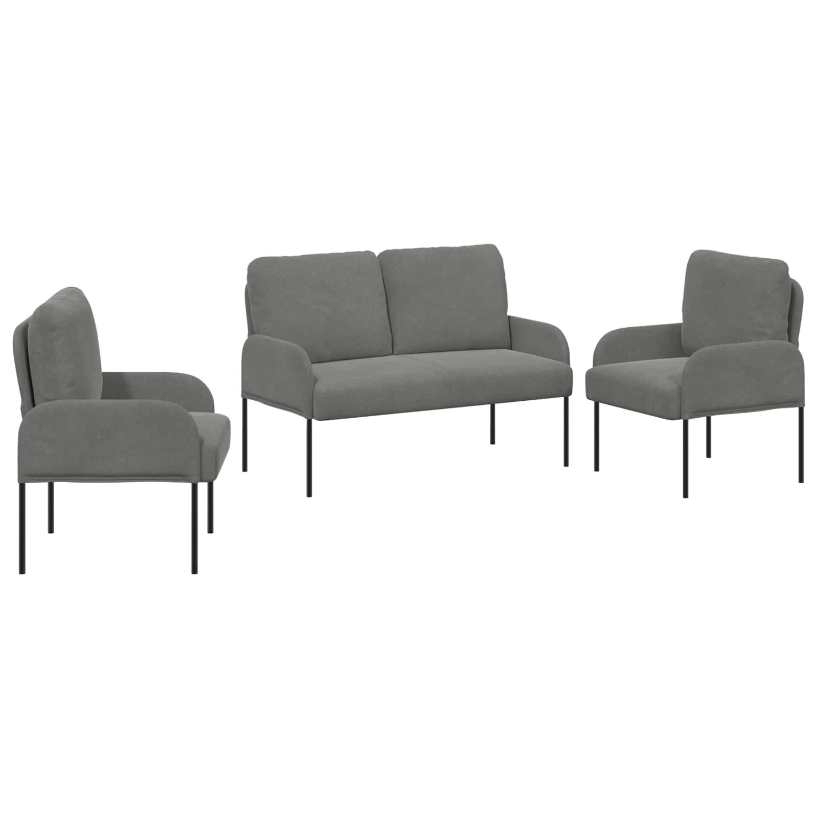vidaXL Sofa Sofagarnituren 3 pcs Dunkelgrau 115 x 56 x 80 cm Sperrholz, 3 Teile