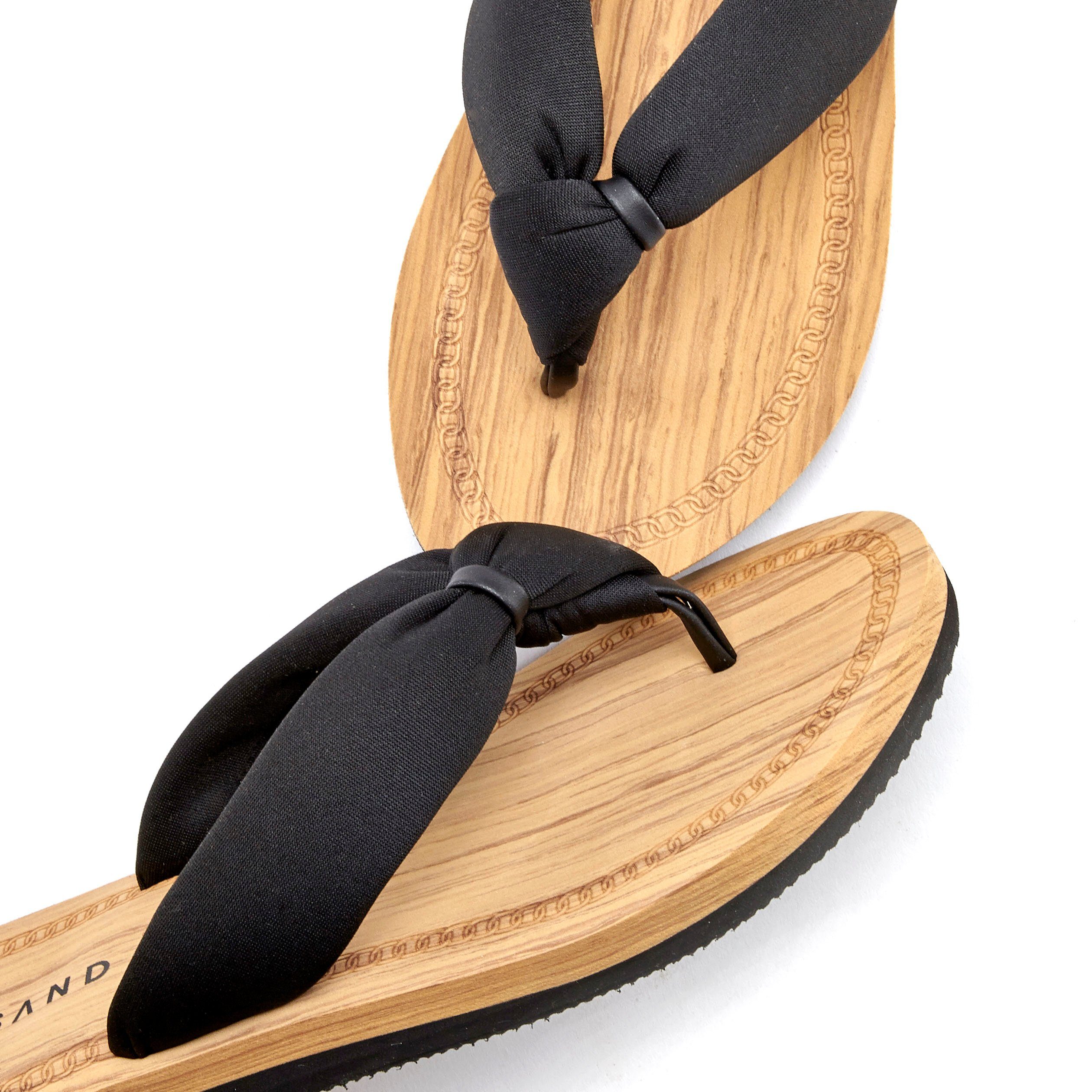 Sandale, ultraleicht schwarz VEGAN Pantolette, Elbsand Badezehentrenner Badeschuh