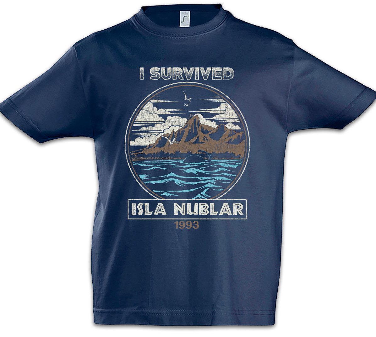 Print-Shirt Jurrasic Island Kinder T-Shirt Park Logo Symbol Sign Dinosaurier