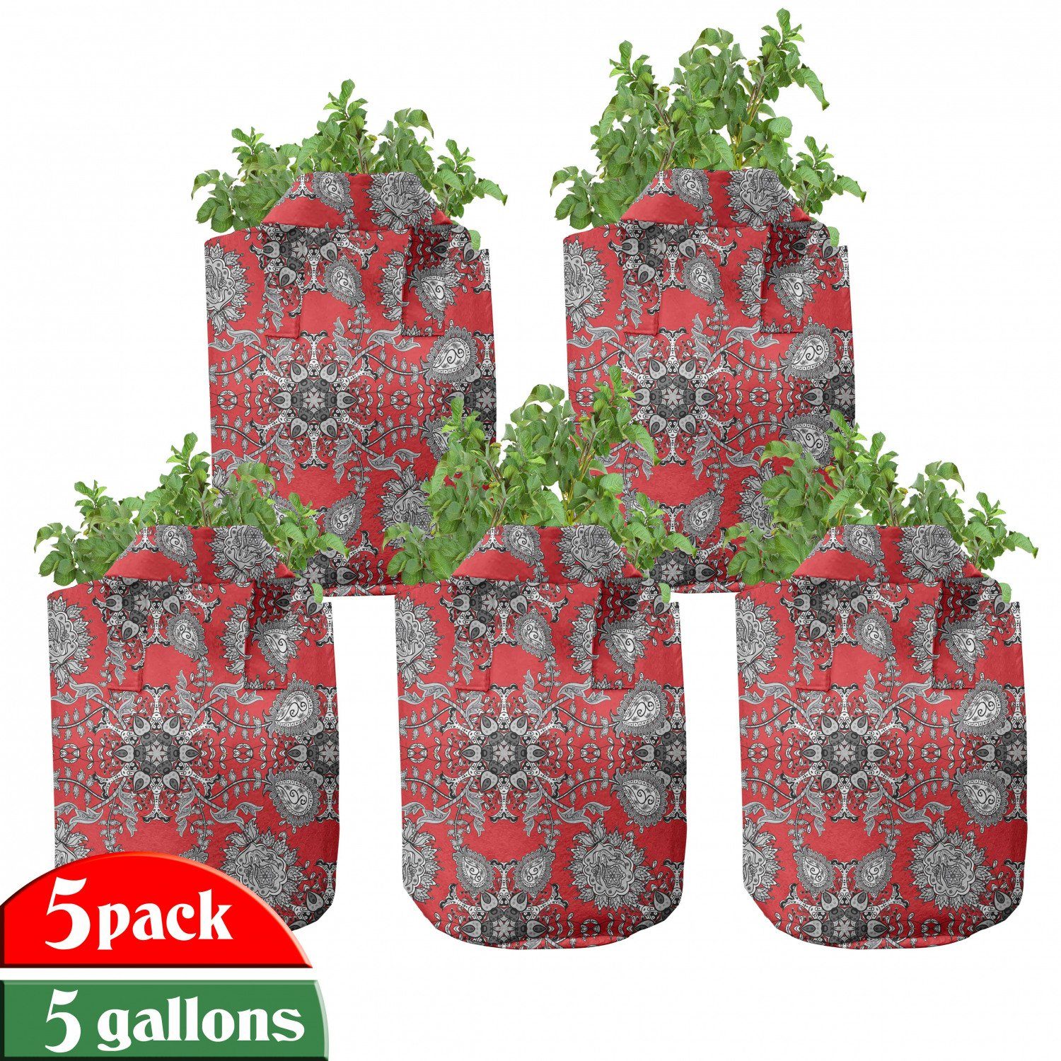 Abakuhaus Pflanzkübel Doodle für Griffen mit Stofftöpfe Red Pflanzen, Paisley Mandala hochleistungsfähig