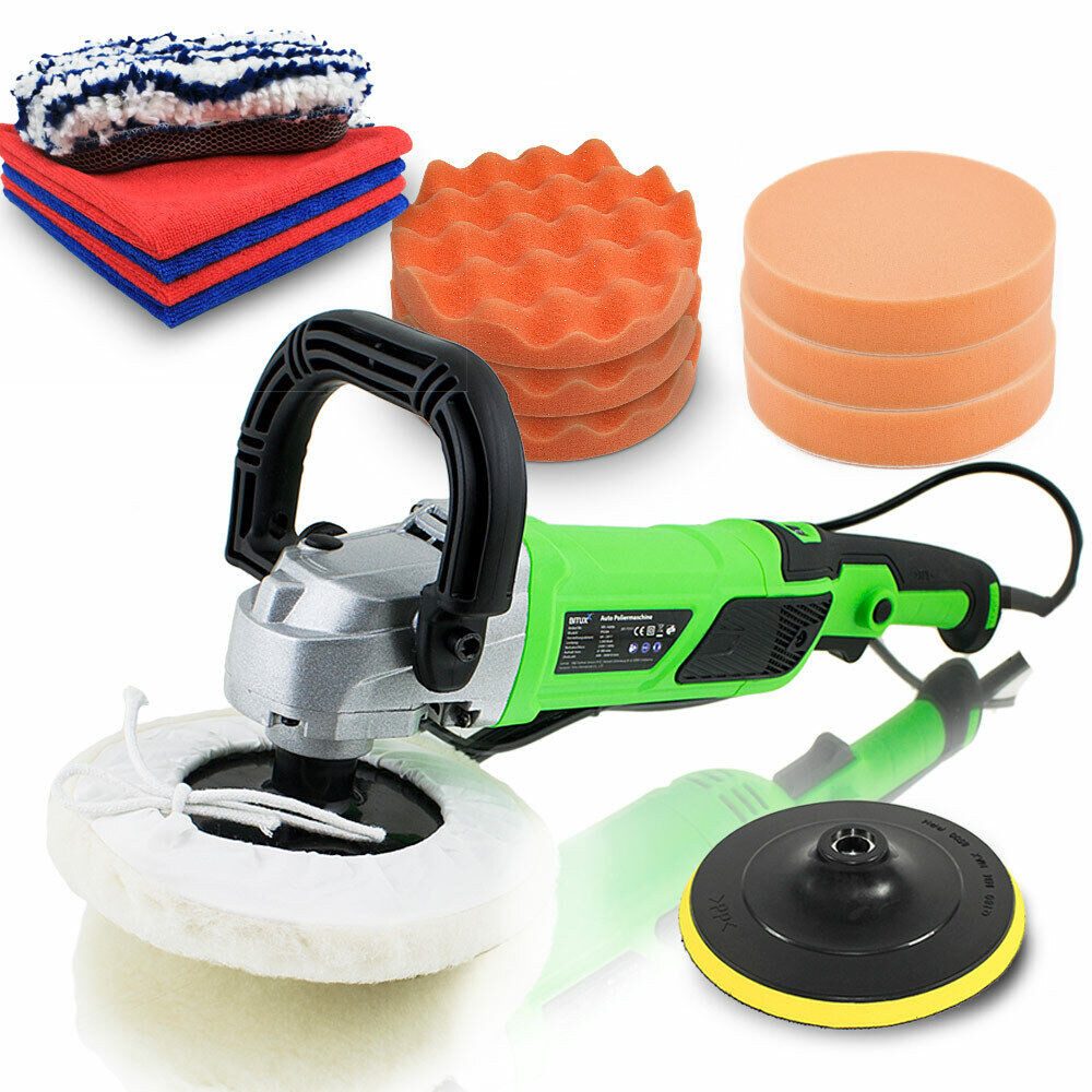 Bituxx Rotationspoliermaschine 1200W mit Zubehör, 600 min. U/min, 3000 max. U/min, (Spar-Set 17tlg, MS-14294)