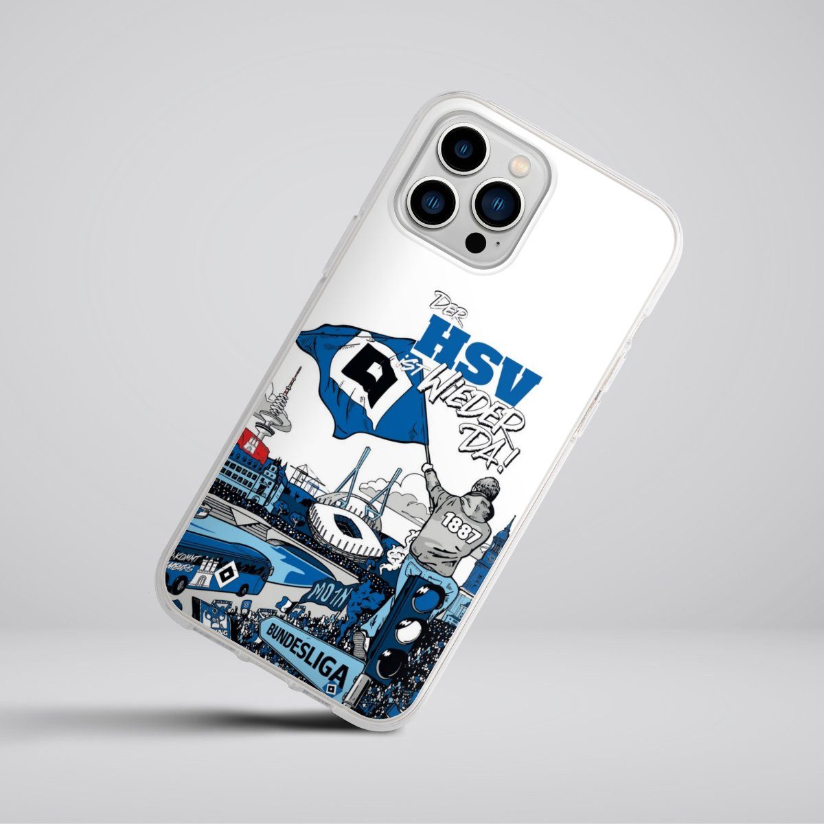 DeinDesign Handyhülle Hamburger SV Offizielles Lizenzprodukt Aufstieg, Apple iPhone 13 Pro Max Silikon Hülle Bumper Case Handy Schutzhülle