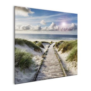 artissimo Glasbild Glasbild 30x30cm Bild aus Glas Strand und Meer Dünen Sommer Frühling, Landschaft / Natur: Weg zum Meer