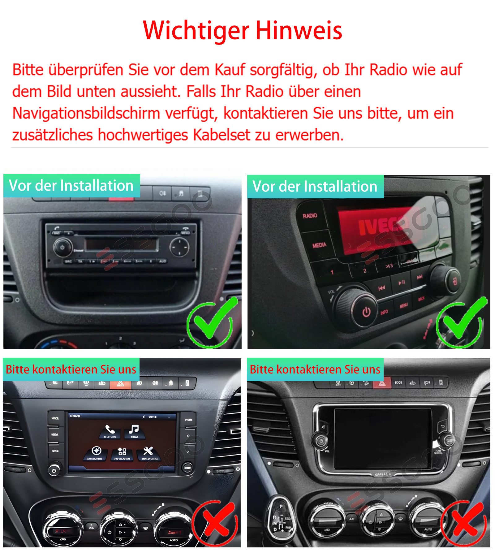 ESSGOO Autoradio 6+128G CarPlay Für Iveco Daily 2014-2021 Android 15 GPS Navi Autoradio (RDS, 4G LTE, DAB (optional), FM, AM, DAB+ (optional), SWC, Apple Carplay Android Auto GPS Navi WIFI BT EQ)