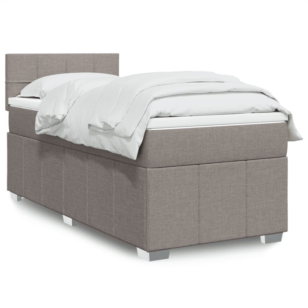 vidaXL Boxspringbett, Boxspringbett mit Matratze Taupe 100x200 cm Stoff