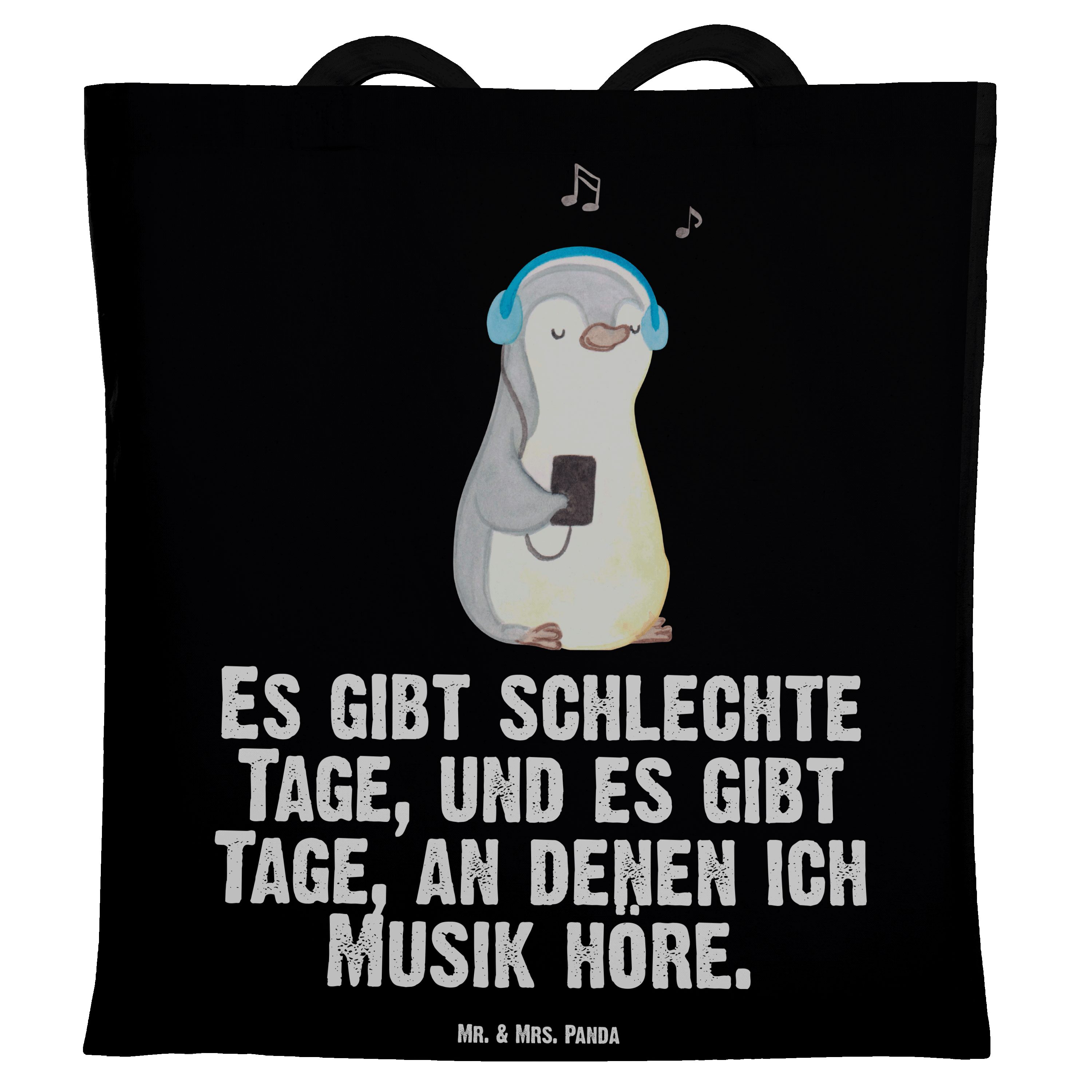 (1-tlg) hören Einkaufstasche, Hobby, Tage - Pinguin Musik - Tragetasche Panda Mr. Geschenk, Mrs. Schwarz &