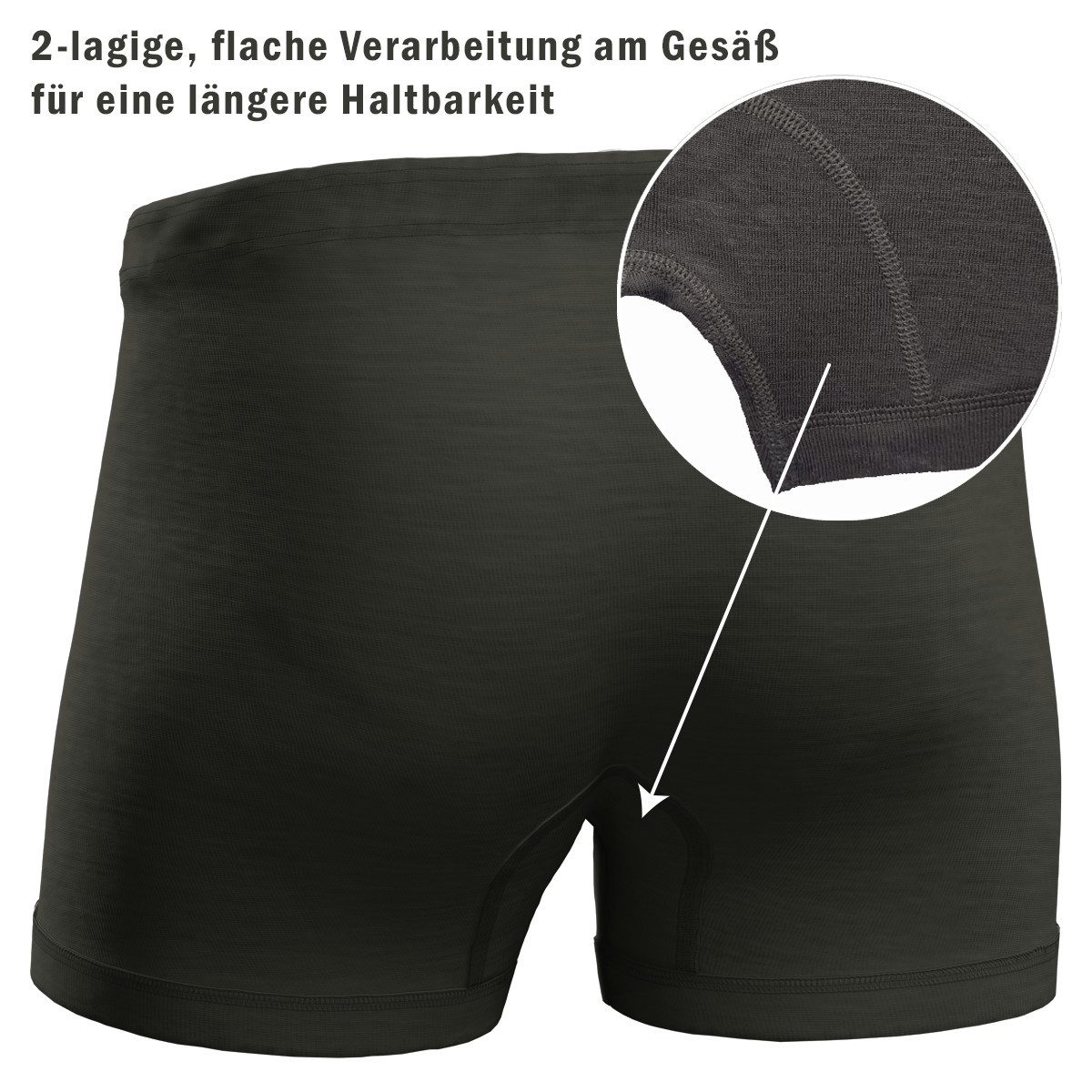 HERMKO Boxer 40901 Merinowolle/Tencel Pant ohne Eingriff Dehnbund hoher Tragekomfort – Bild 3 von 4