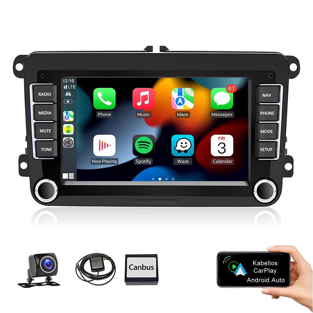ESSGOO 7" Android 15 Für VW GOLF 5 6 Touran Polo Passat Caddy Seat Skoda EOS Autoradio (RDS, FM, DAB+ (optional), 2 DIN Carplay Android Auto Bluetooth EQ USB GPS Navi WIFI Touchscreen)