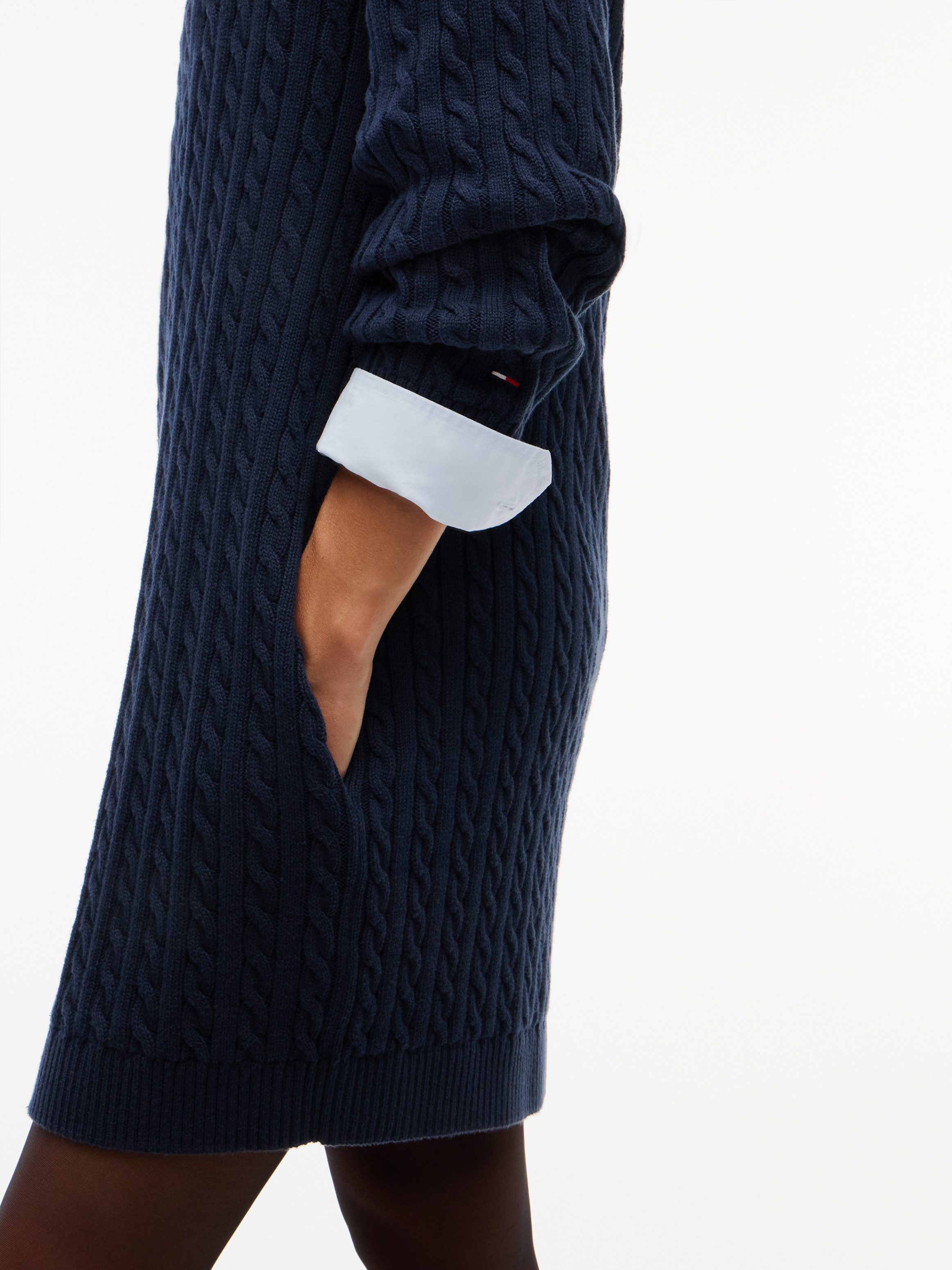 Tommy Jeans Strickkleid TJW CABLE RWB SWEATER DRESS EXT Baumwolle, mit Zopfmuster – Bild 4 von 5
