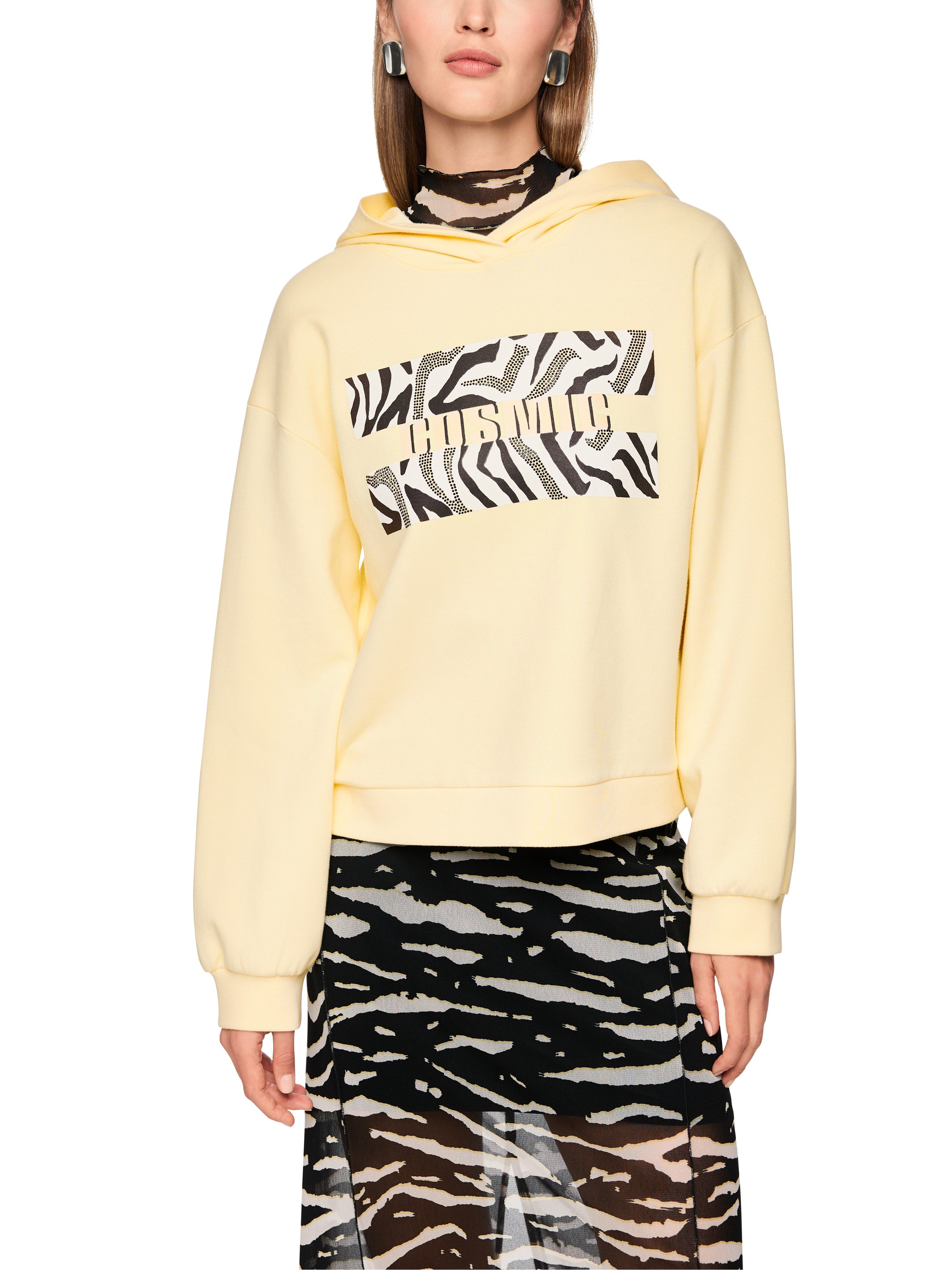Marc Cain Hoodie Tiger Mania Premium Damenmode mit Animal Print, Strass-Applikation