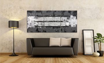 WandbilderXXL Gemälde Silver Night 180 x 80 cm, Abstraktes Gemälde, handgemaltes Unikat