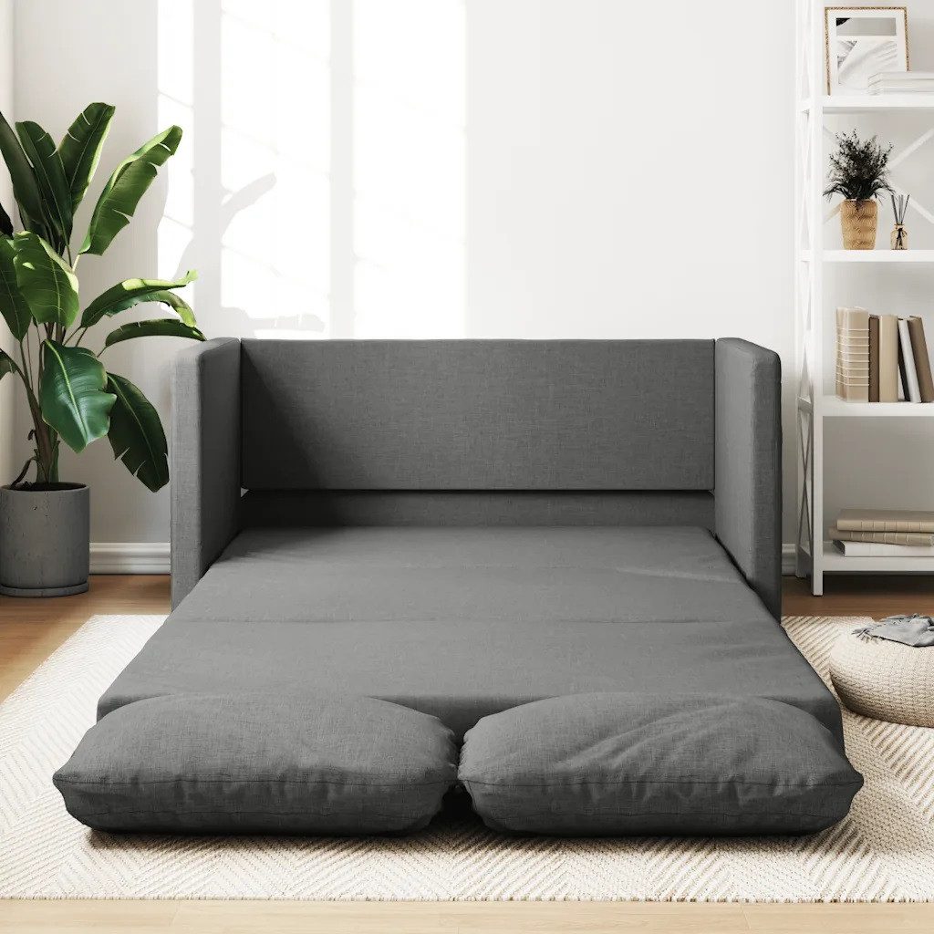 vidaXL Sofa Bodensofa mit Schlaffunktion Dunkelgrau 112x174x55 cm Stoff
