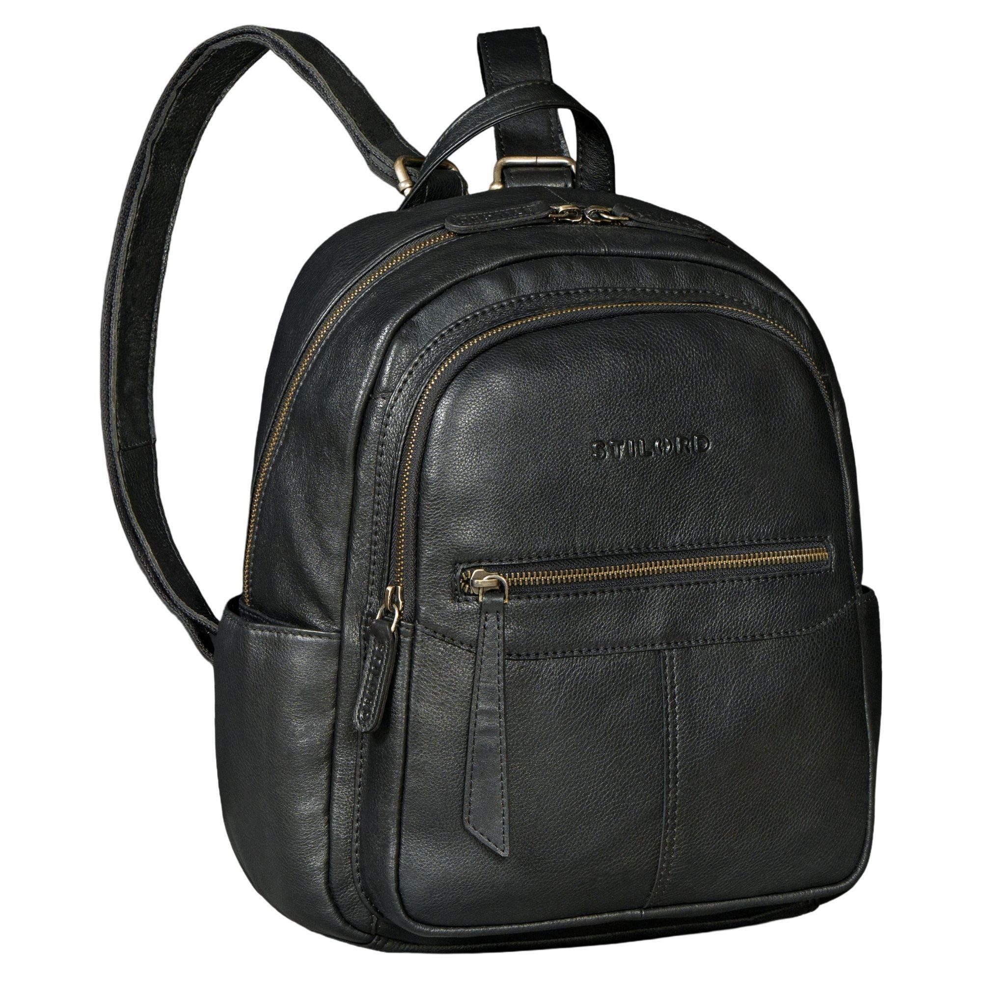 STILORD Cityrucksack "Lisa" City Rucksack Damen Leder Mittelgroß gepolstertes Fach 13 Zoll