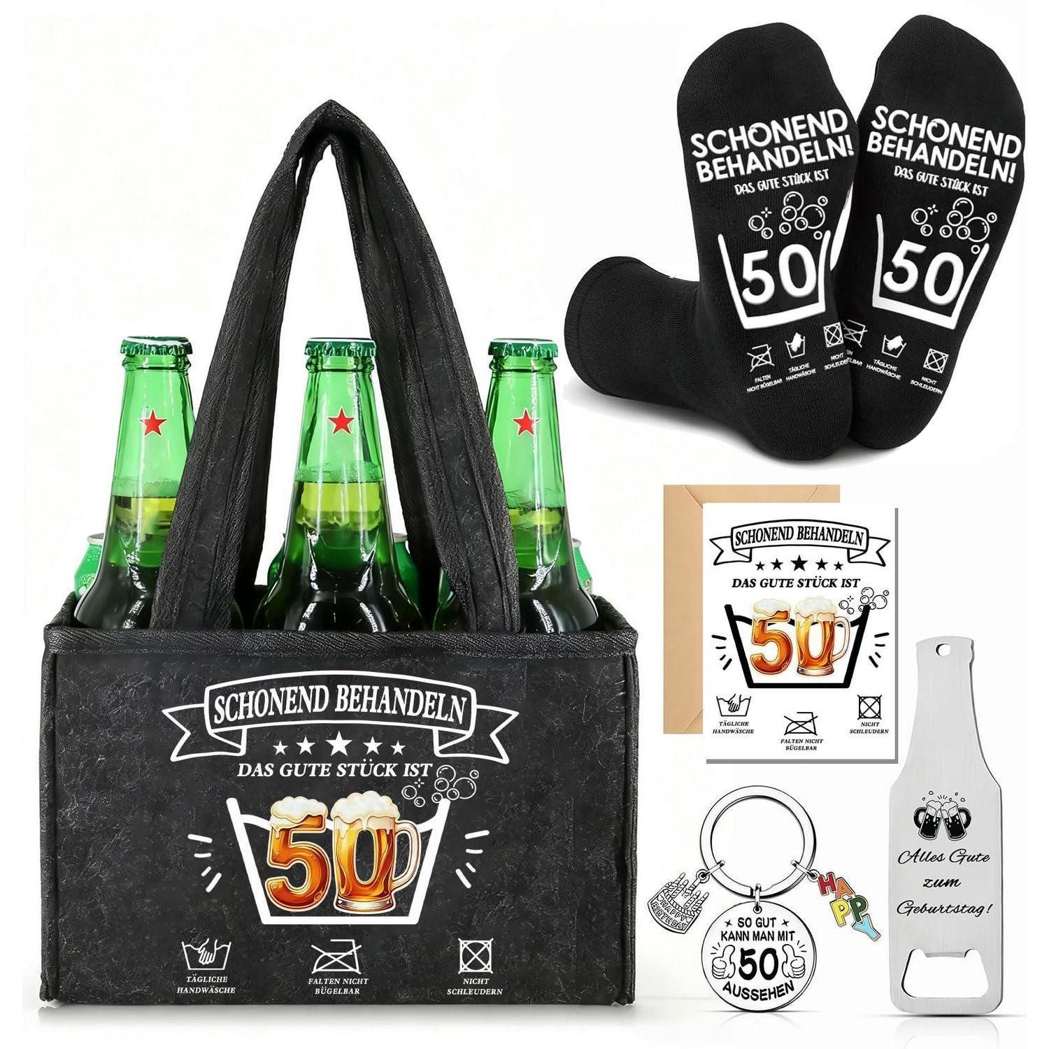 LuxusKollektion Geschenkbox Bier Geschenkset Mann - Tasche Socken Flaschenöffner