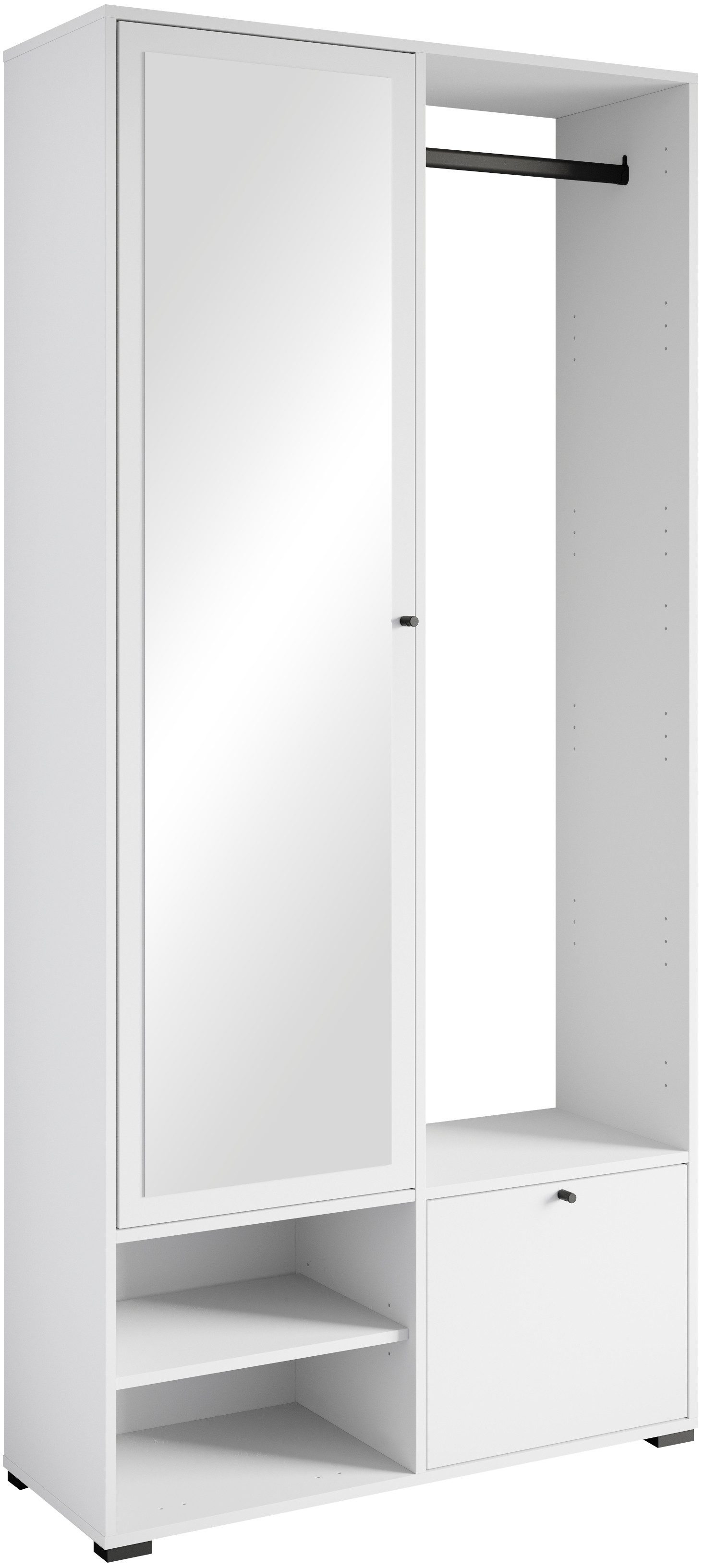 Home affaire Garderobenschrank DINO Kompaktgarderobe, Garderoben-Set DINO Mit Spiegel und Kleiderstange, 90 cm breit, Türanschlag wechselbar