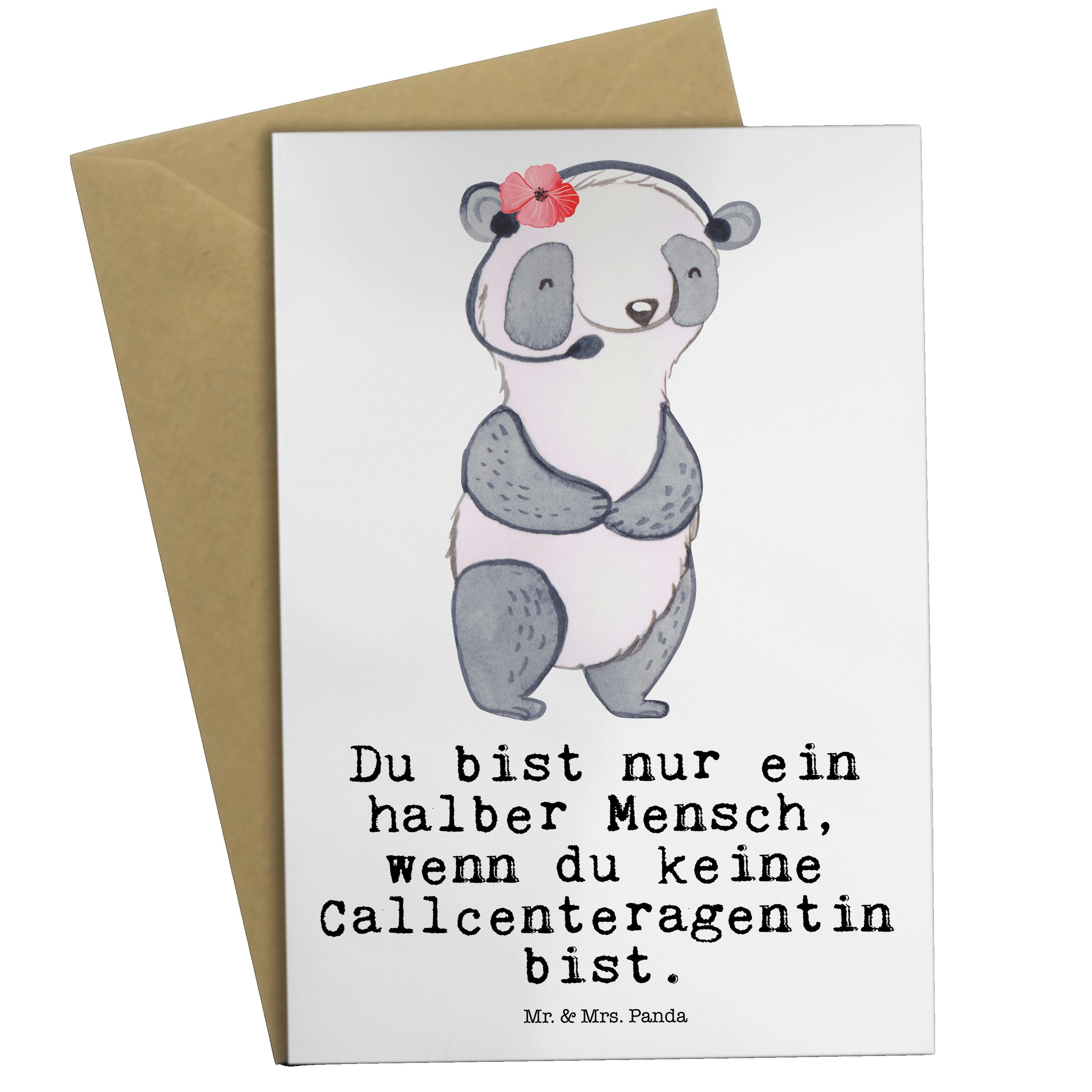 Mr. & Mrs. Panda Grußkarte - Herz Weiß Hochzei mit Callcenteragentin Kollege, Geschenk, Karte, 