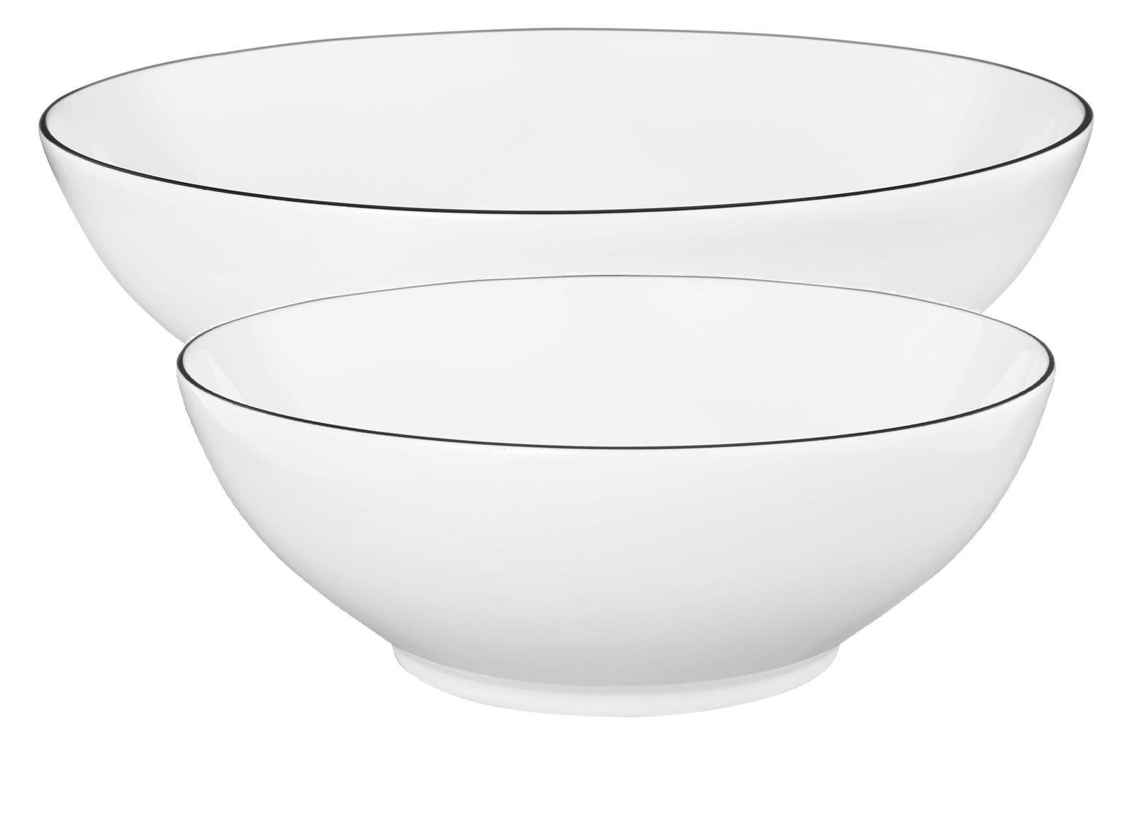 Seltmann Weiden Schüssel Seltmann Weiden Lido Black Line rund Schüssel Set 2tlg. (20/23cm), Porzellan, (2 Schüsseln)