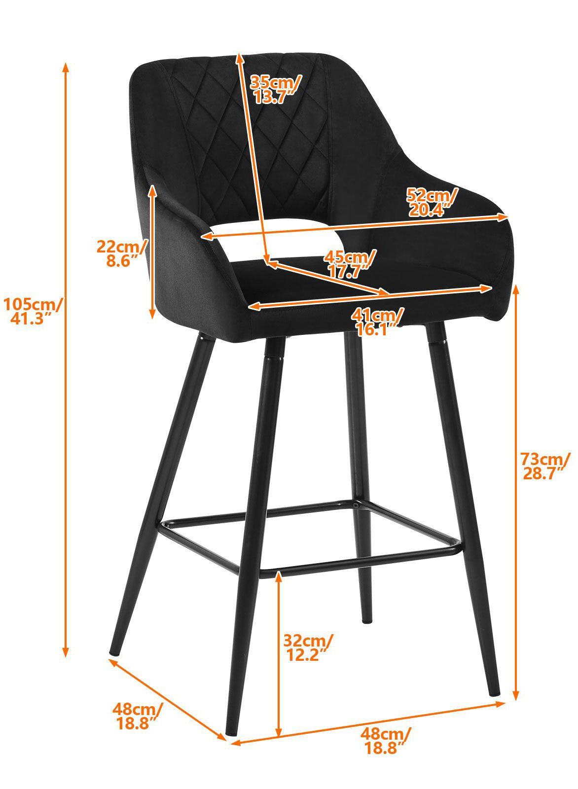 Ofcasa Barhocker Barstuhl aus Samtstoff (2er günstig online kaufen