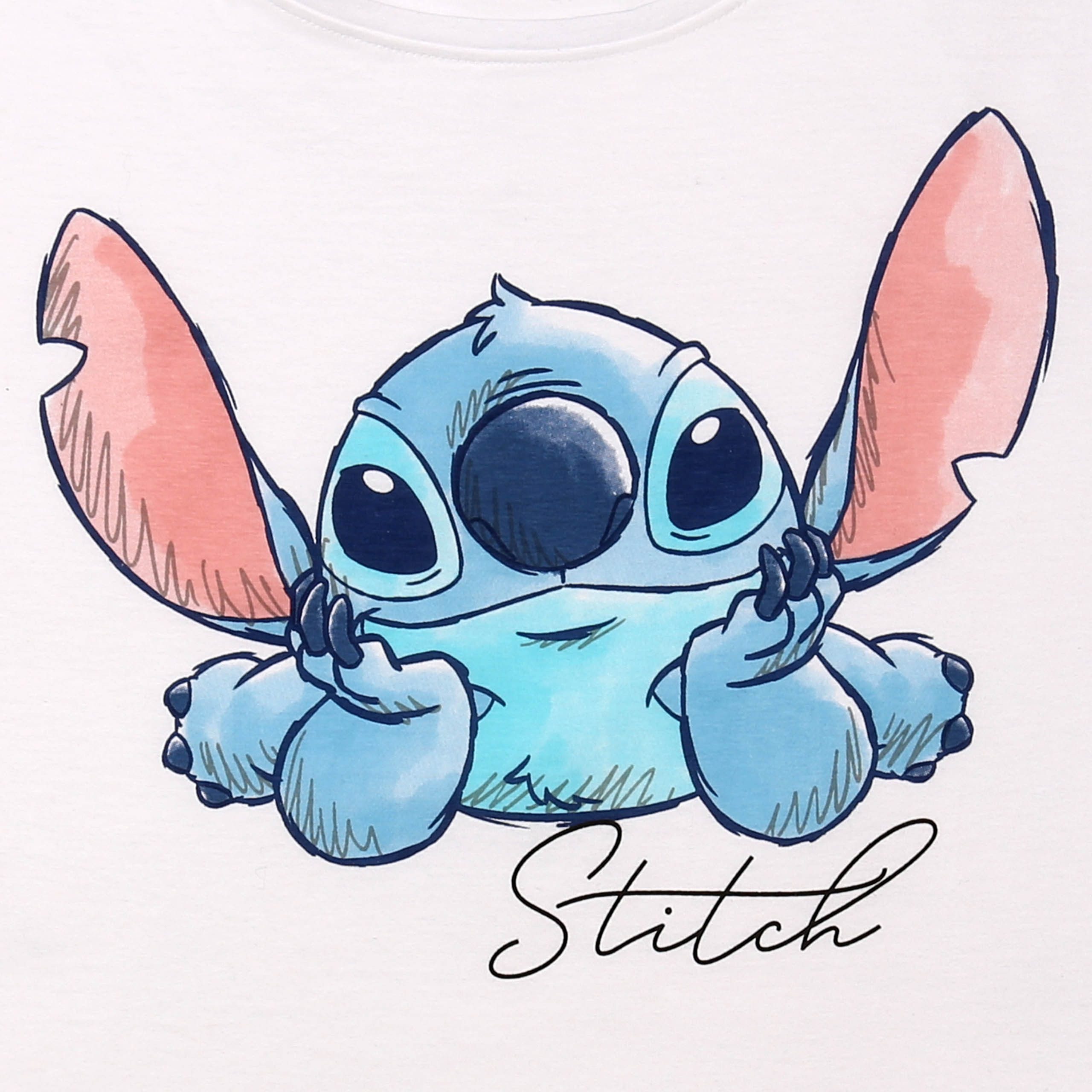 Disney Schlafanzug DISNEY Stitch Damen-Pyjama aus Baumwolle – kurzarm, zweiteilig