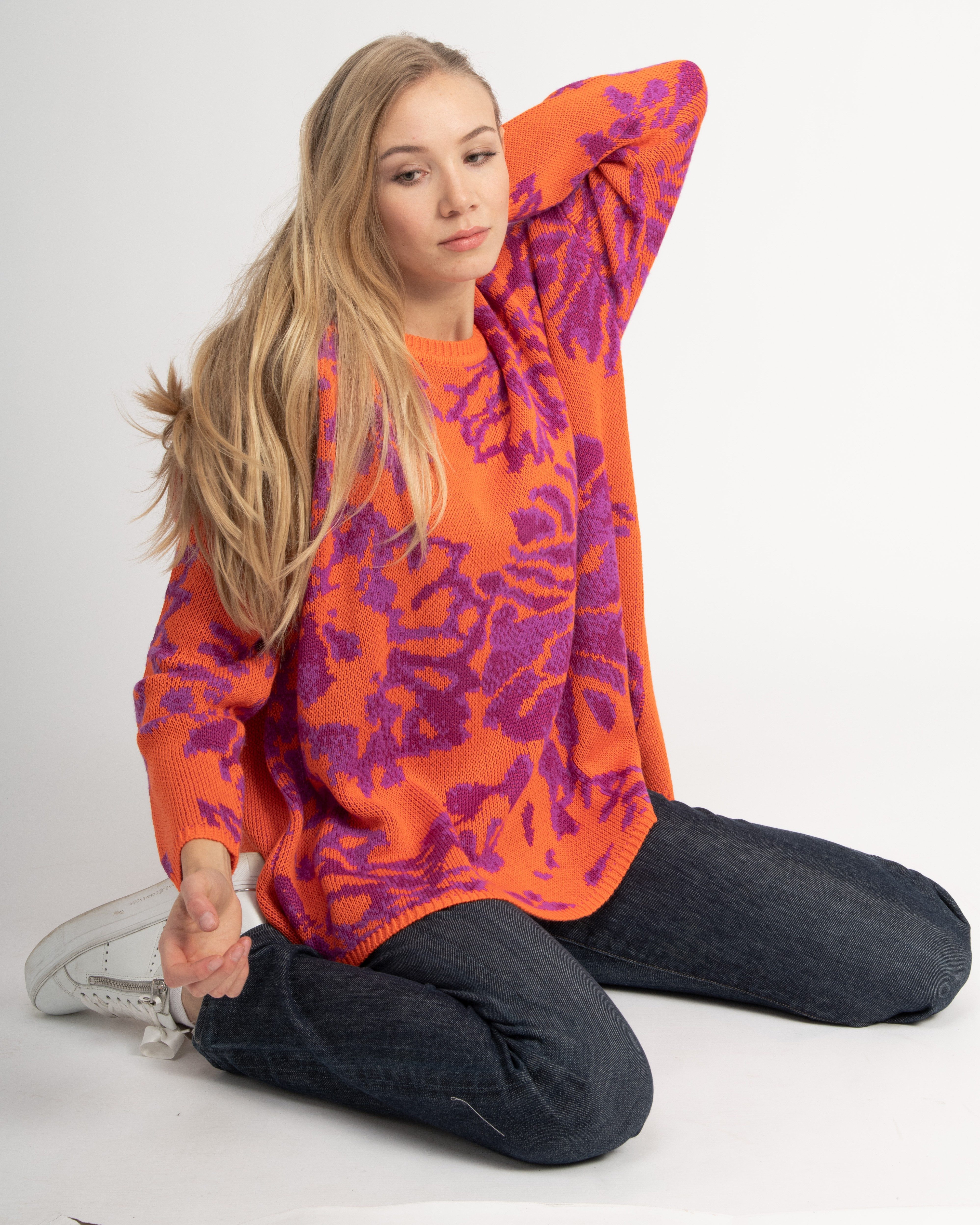 maracujaaa Jacquardpullover 30051 Batik 5 Oversized Pullover mit Tiger