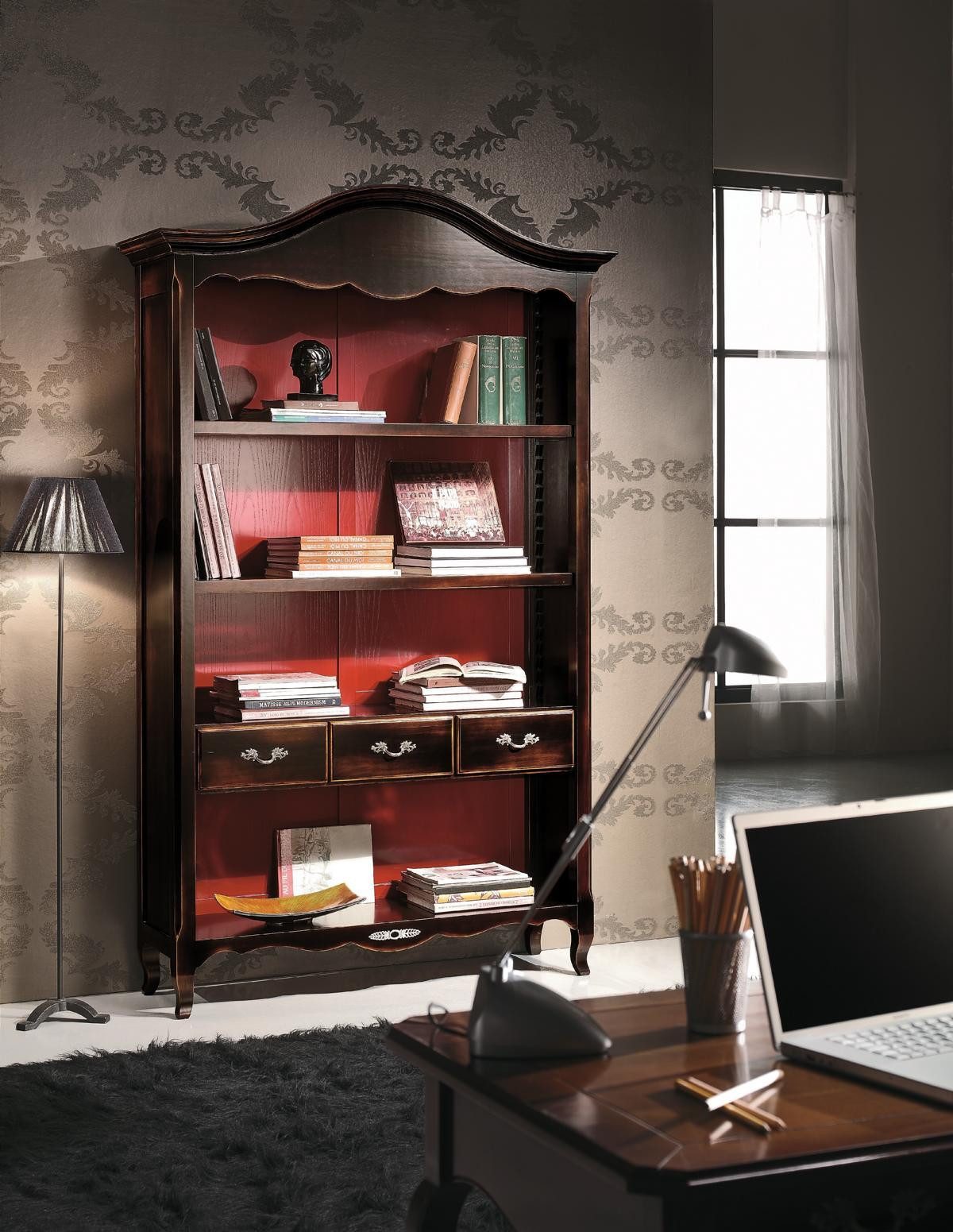 JVmoebel Bücherregal Vitrine Vitrinenschrank Klassischer Schrank Bücherschrank Holz Braun, Made in Europa