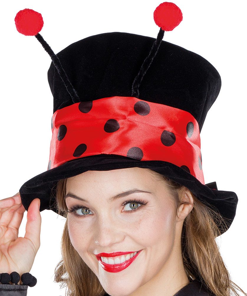 Karneval-Klamotten Kostüm Marienkäfer Hut Zylinder Samt schwarz rot m Fühle günstig online kaufen