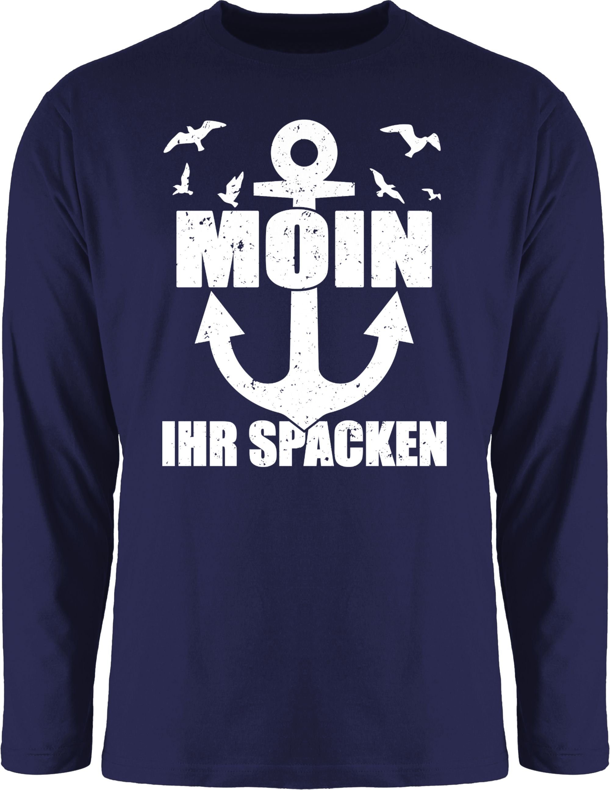 Shirtracer Rundhalsshirt Moin ihr Spacken mit Anker - weiß Sprüche Statement