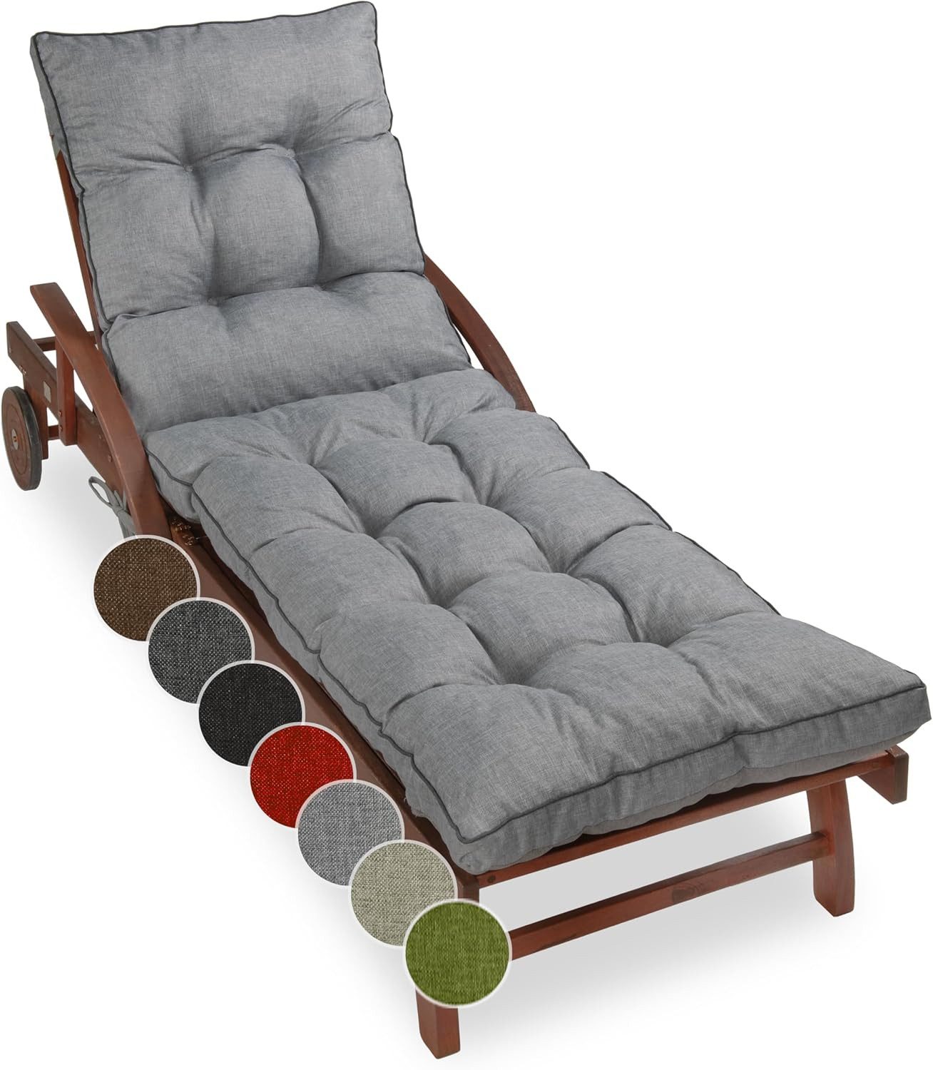 sunnypillow Liegenauflage 200 x 60 - Auflage für Gartenliege extra dick 13cm, Grau