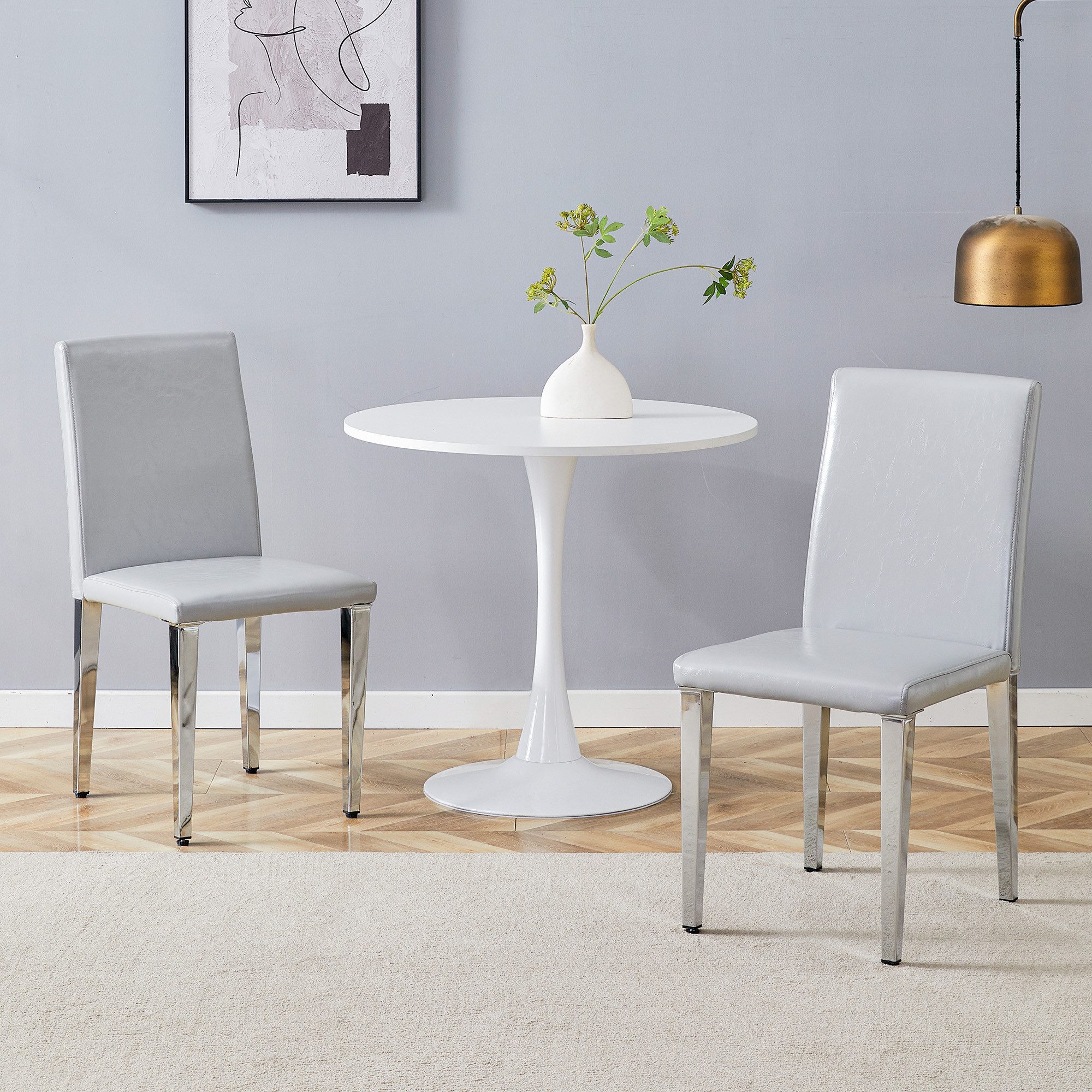 Odikalo Esszimmerstuhl Küchenstuhl Wohnzimmerstuhl Polsterstuhl (PU-Leder + glänzende Metallbeine,Passt perfekt in moderne Esszimmer, Wohnzimmer u. v. m)