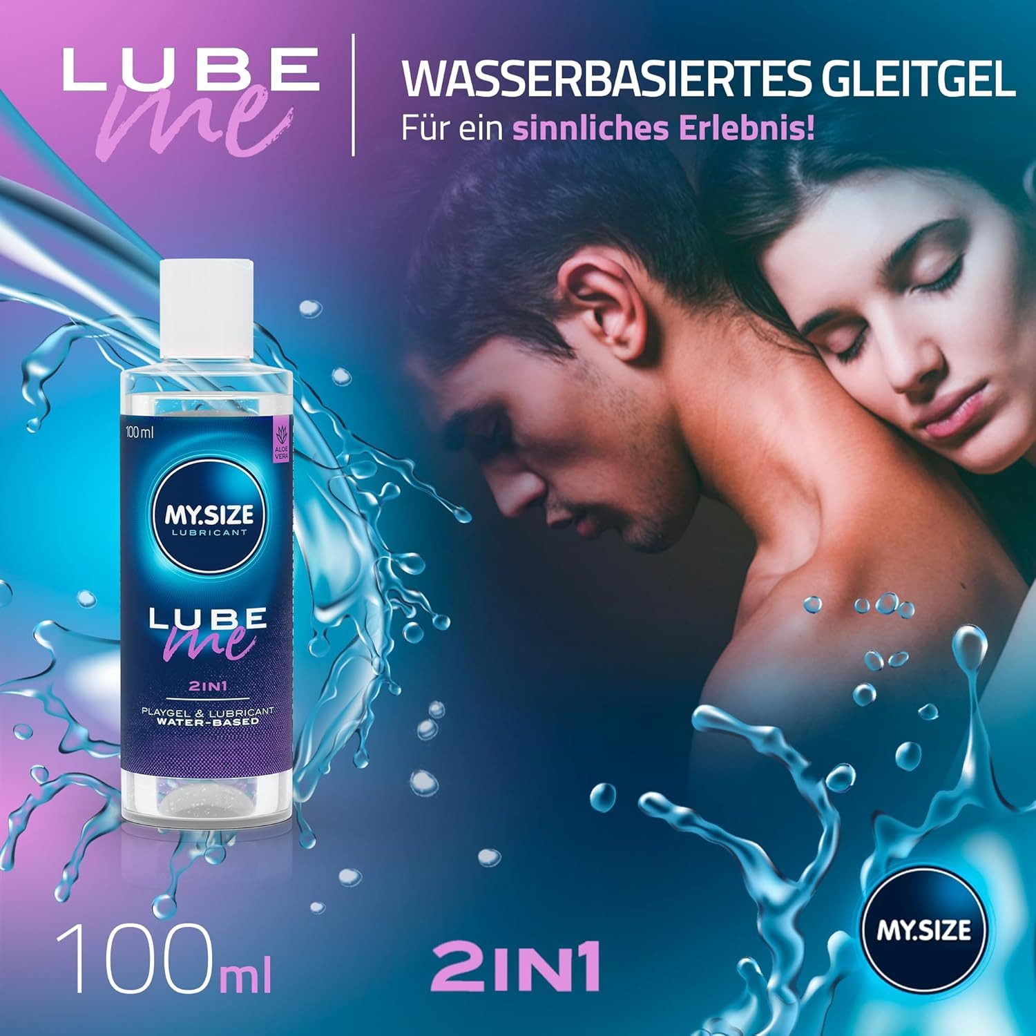 MY.SIZE Gleit- & Massageöl Lube Me 2-in-1, Liebesöl und Gleitmittel, angenehme Textur, pflegend, mit Aloe Vera