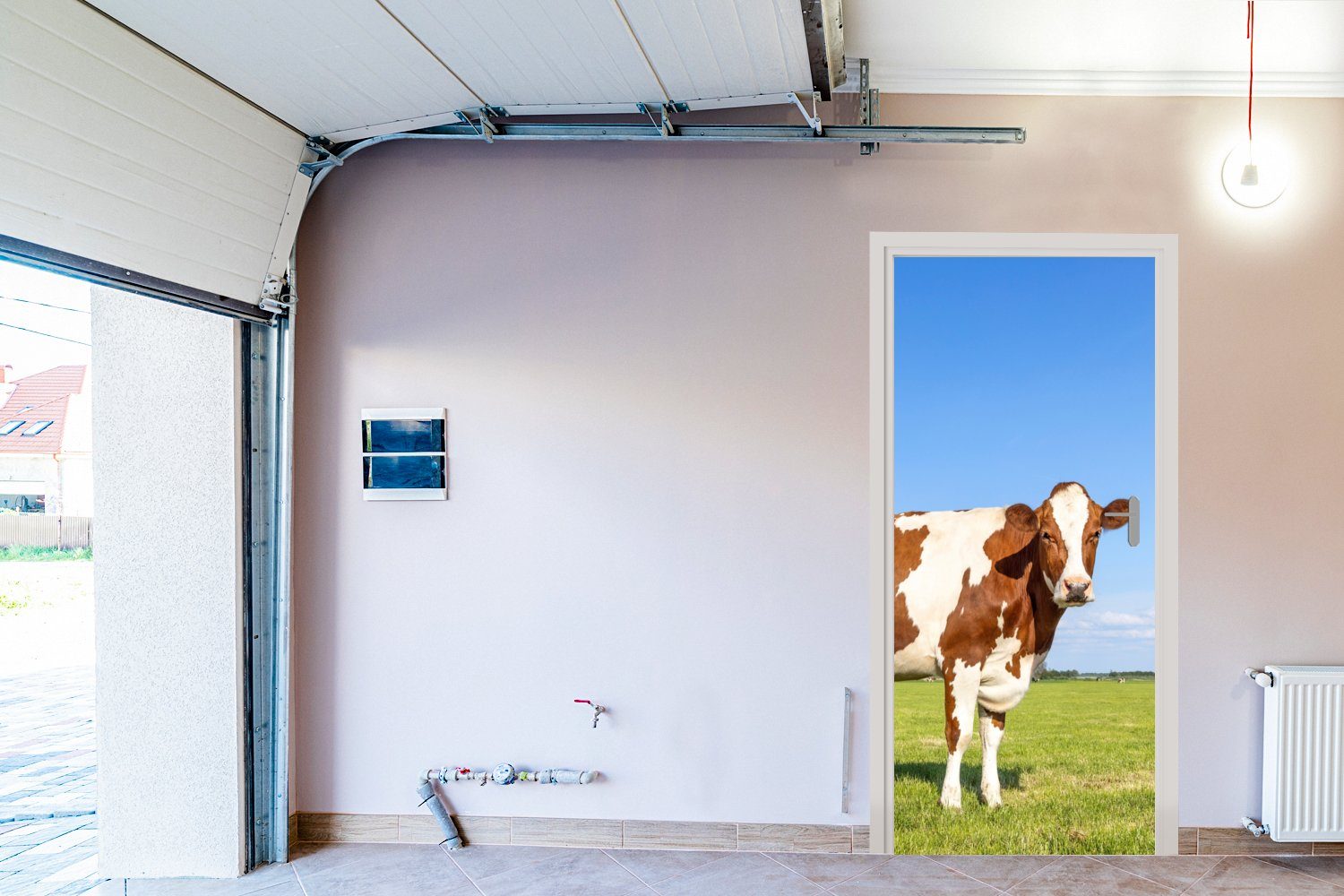 MuchoWow Türtapete Kühe - Tür, Türaufkleber, Fototapete - 75x205 - bedruckt, (1 St), für Bauernhof Matt, Gras cm - Tiere, Natur