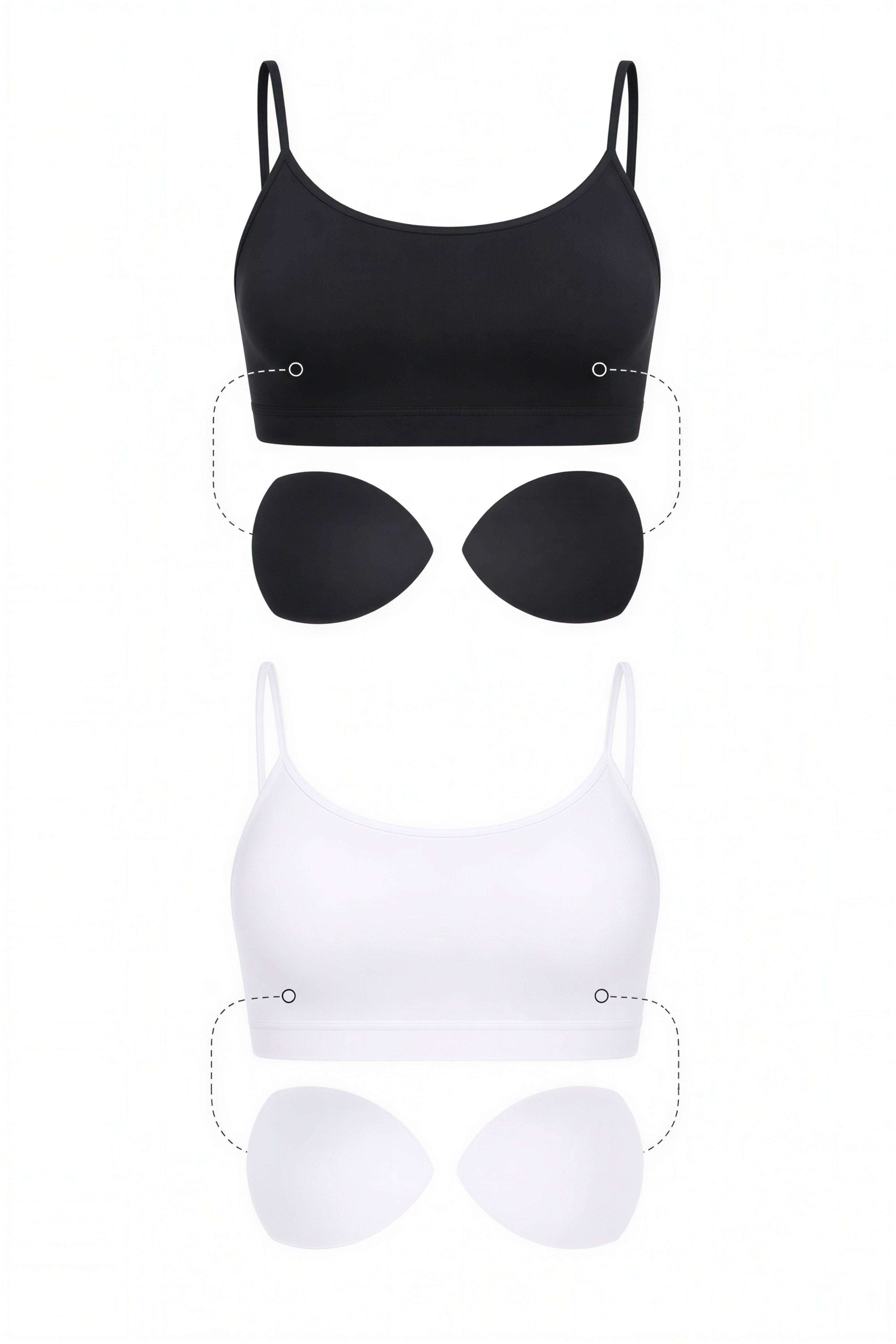 fashionshowcase Bustier Damen 2er Pack Bambus BH mit Pads nahtlos weich atmungsaktiv elastisch (2-tlg) mit herausnehmbaren Pads für natürliche Form