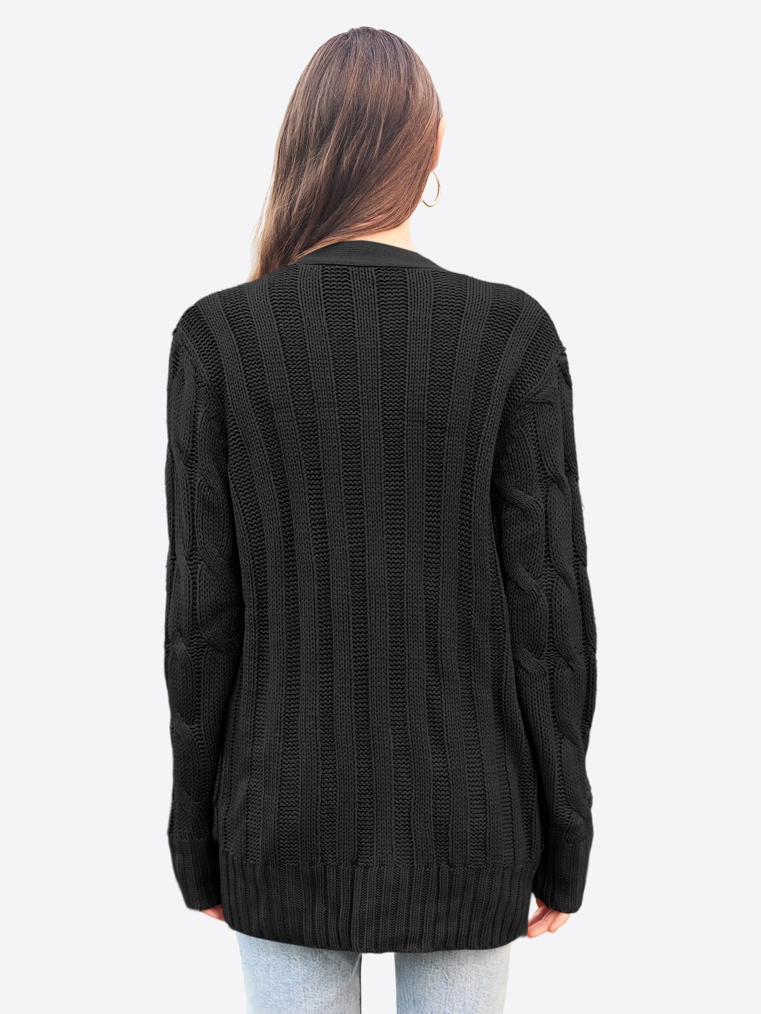 Imily Bela Cardigan Damen Langarm Button-Down Zopfmusterjacke (Packung, 1-t günstig online kaufen