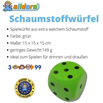 alldoro Softball 63107, XXL-Schaumstoffwürfel, grün 15 x 15 cm, Würfel aus weichem Schaumstoff