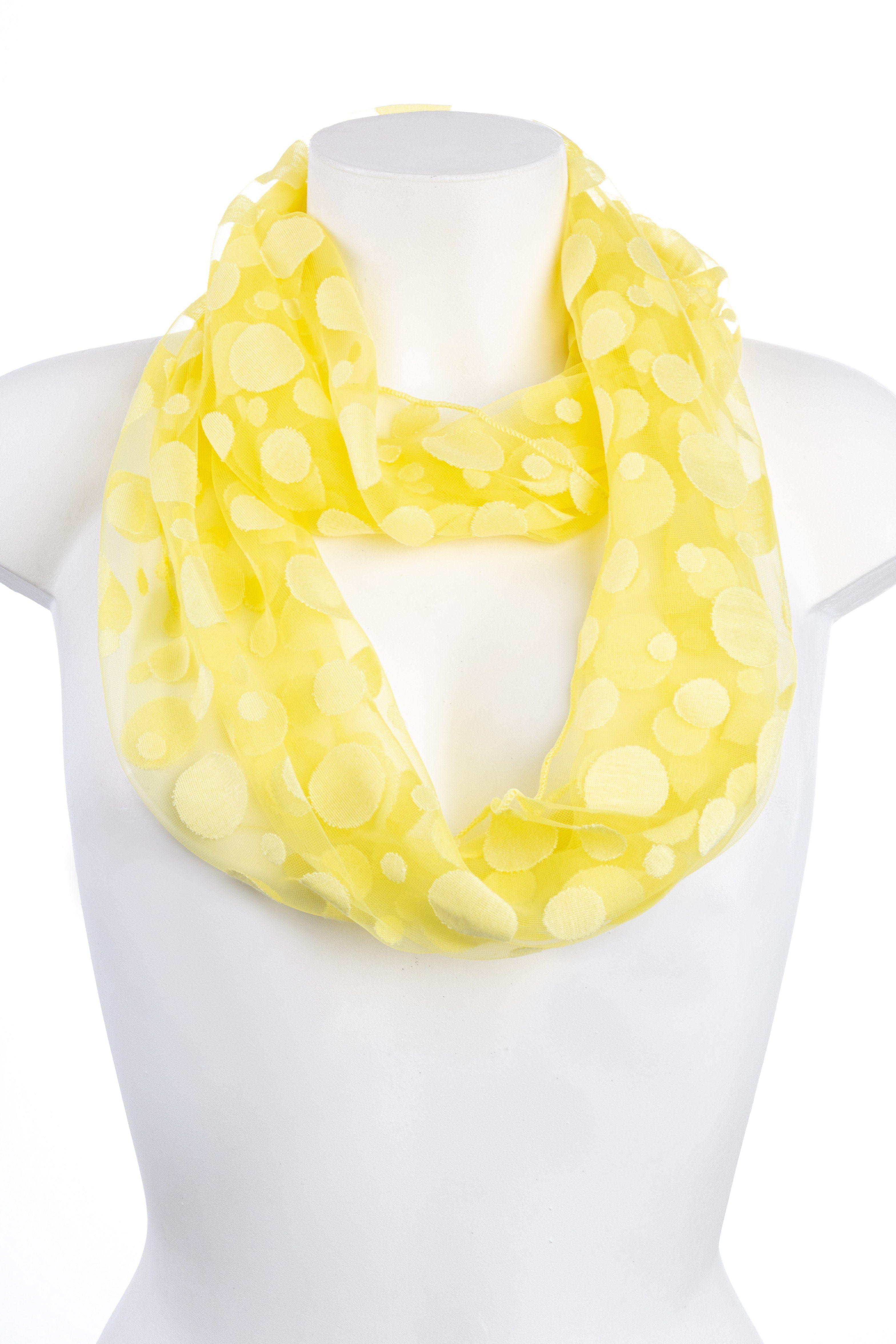 Loop und Loop Optik, Goodman transparenter Schal in Seide, Design Baumwolle Viscose aus Gelb Punkte