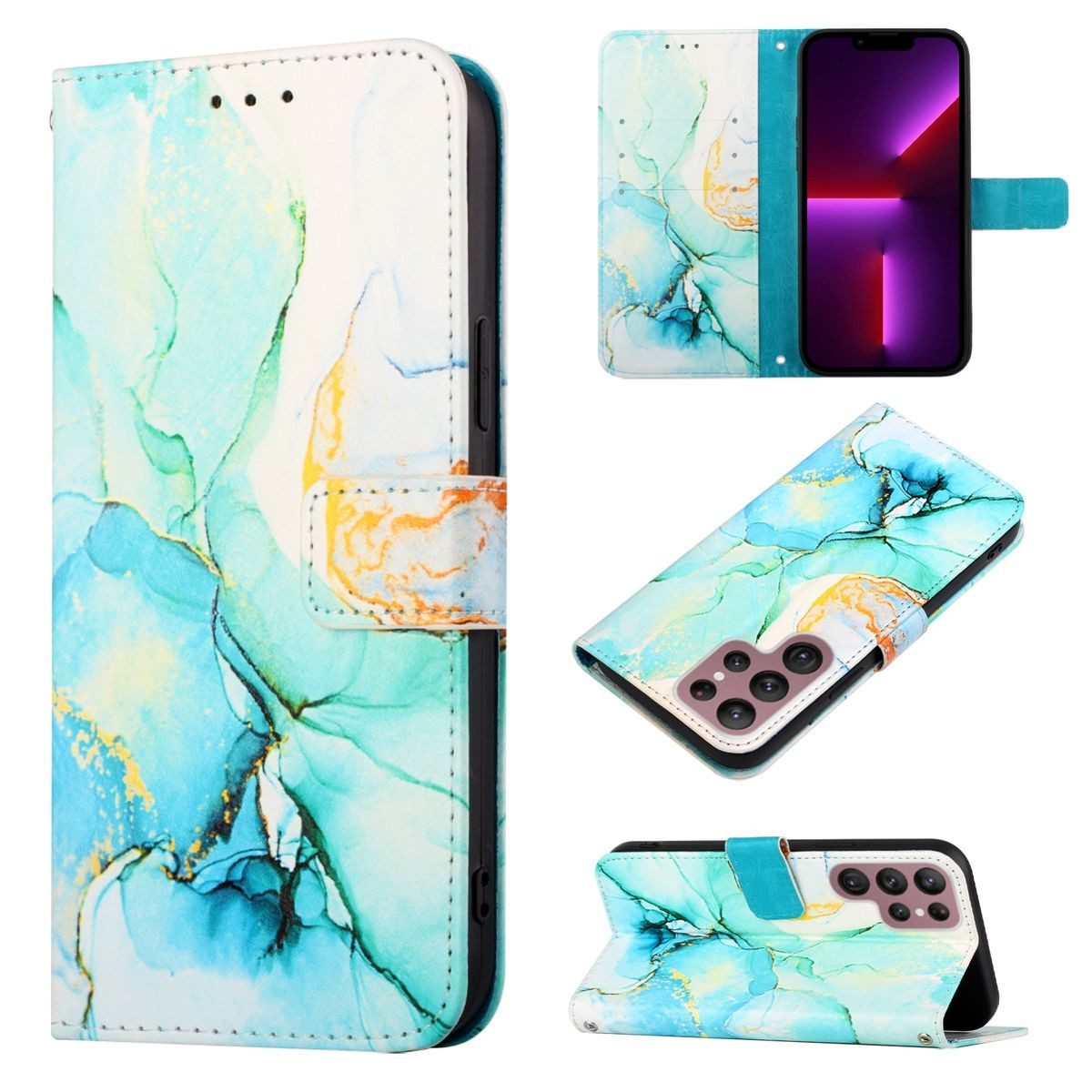 König Design Handyhülle Samsung Galaxy S22 Ultra 5G, Schutzhülle Schutztasche Case Cover Etuis Wallet Klapptasche Bookstyle