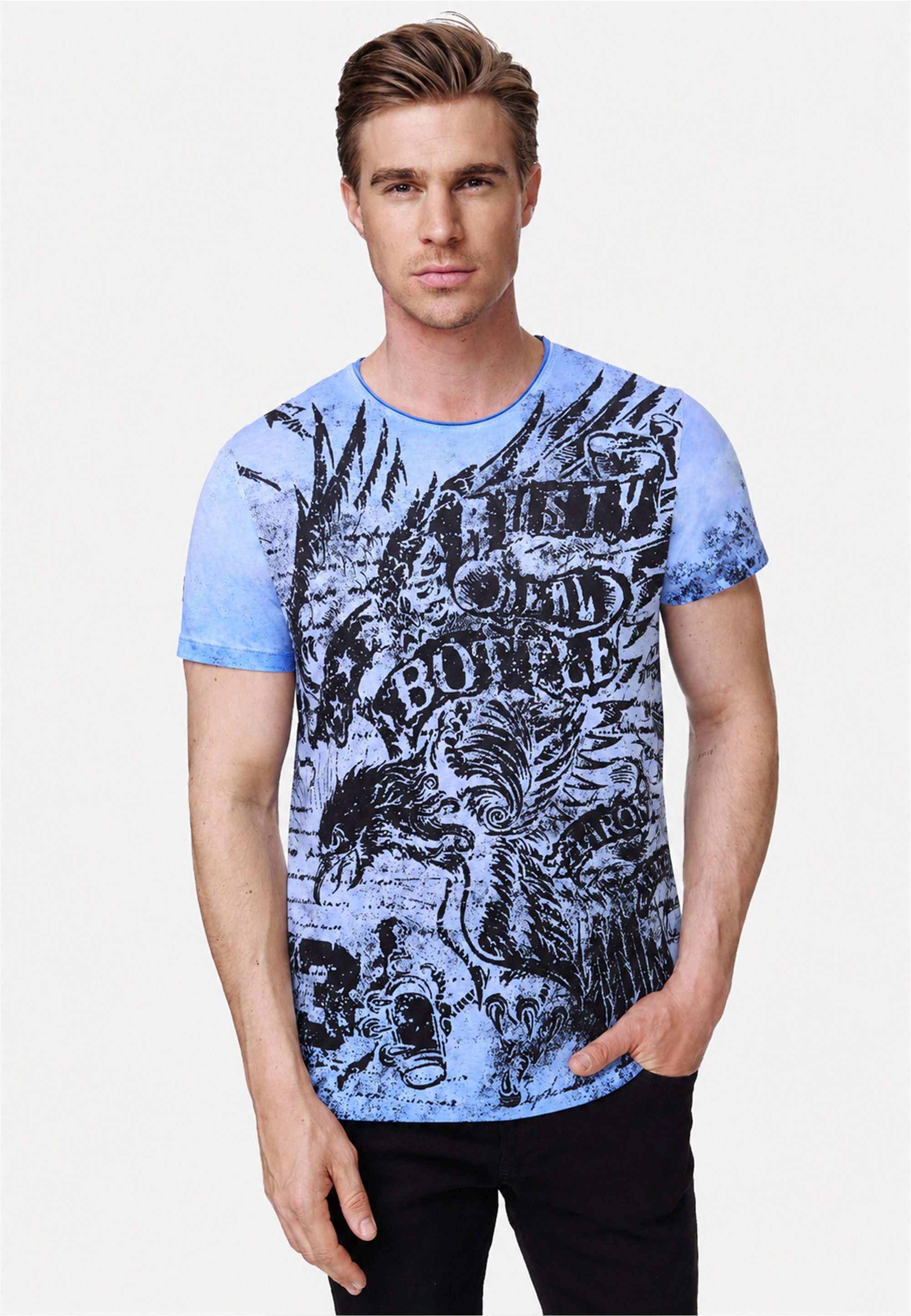 Rusty Neal T-Shirt 15324 mit großflächigem Printmotiv