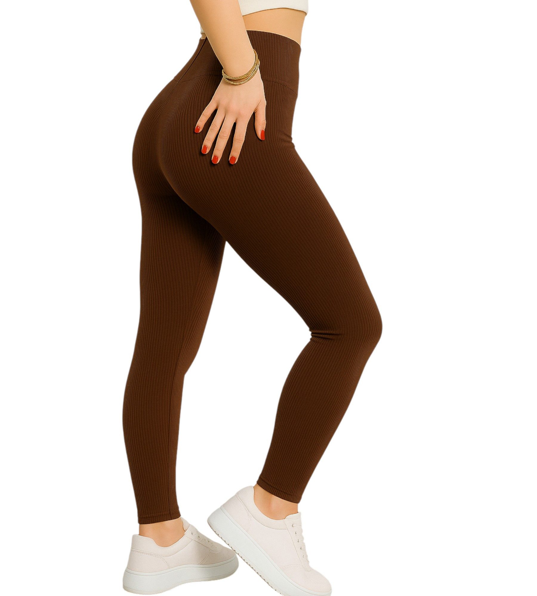 fashionshowcase Leggings Damen Sport-Tights mit Shaping-Effekt und engem hohem Bund Hohe Taille für zusätzlichen Komfort